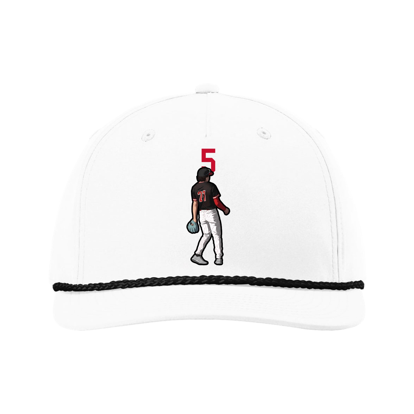 Five-Panel Classic Rope Cap — Number Top in White