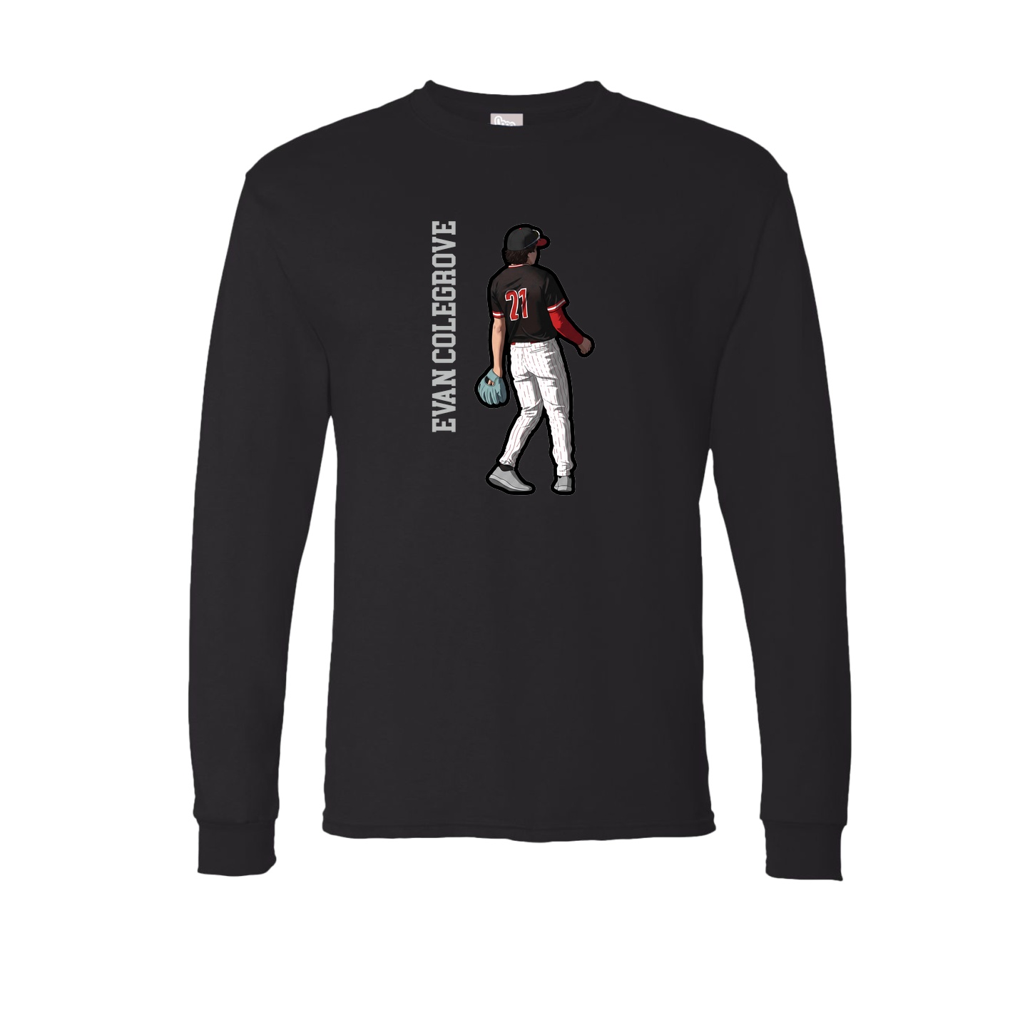 Long Sleeve Tee — Name Vertical in Black