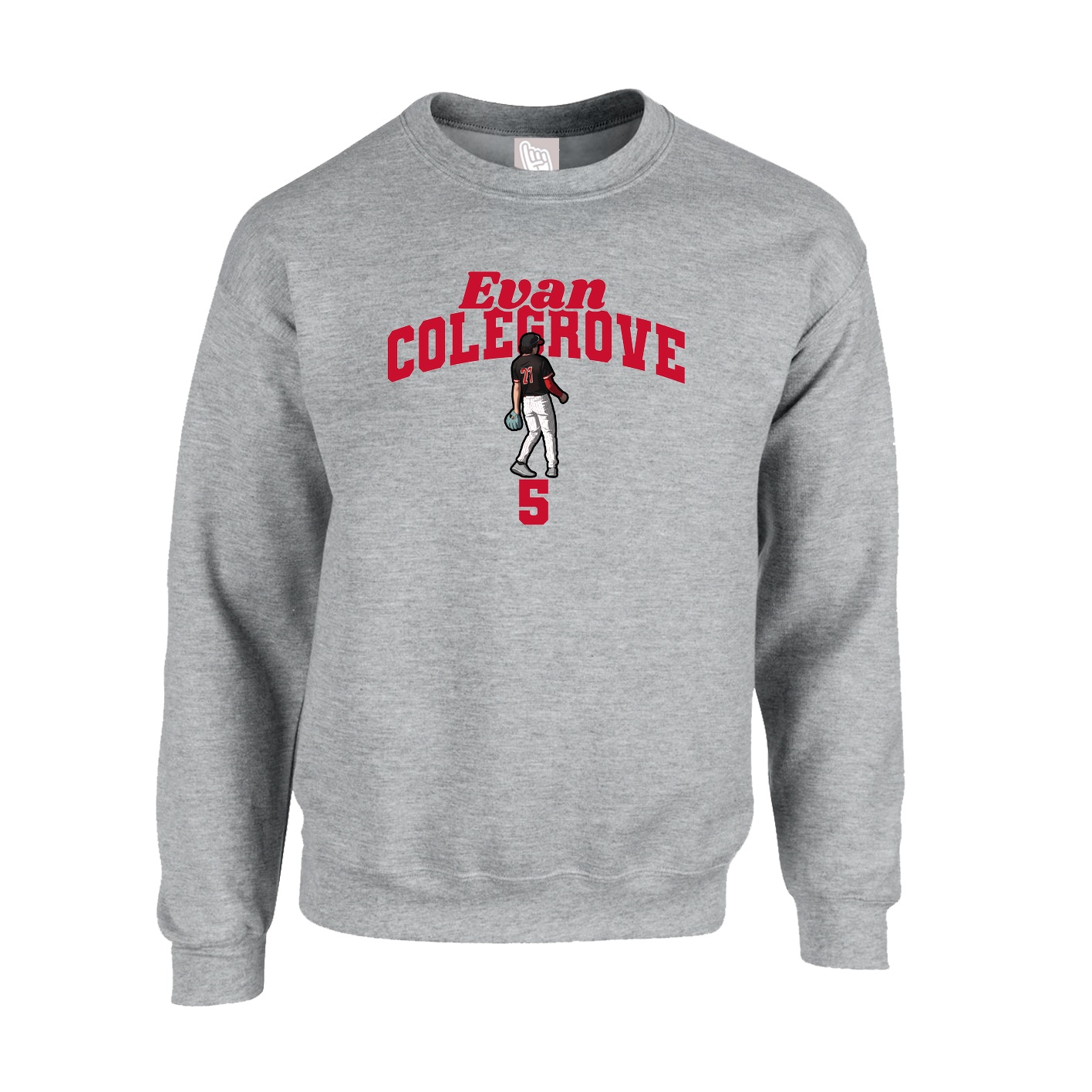 Fleece Crew — Signature Arch in Grey