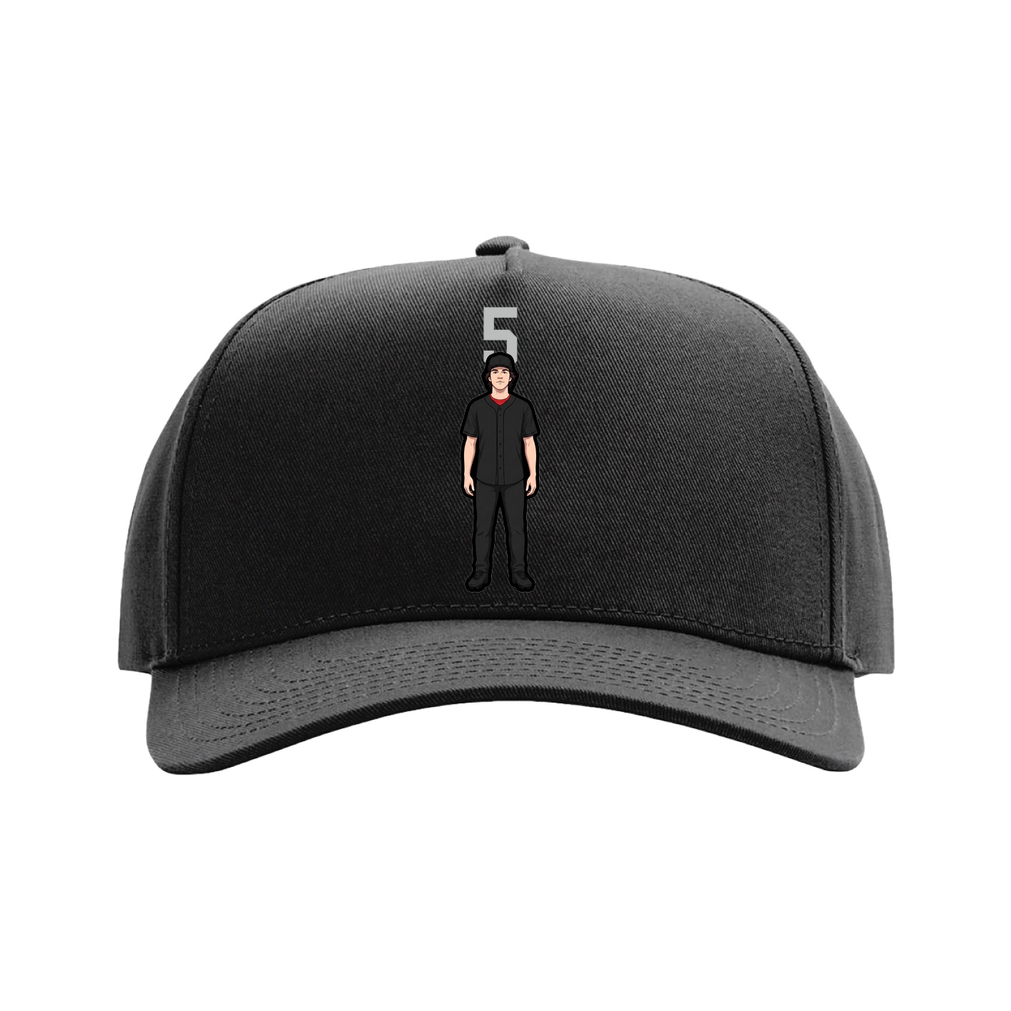 Full Fabric Five-Panel Champ Cap — Number Top in Black