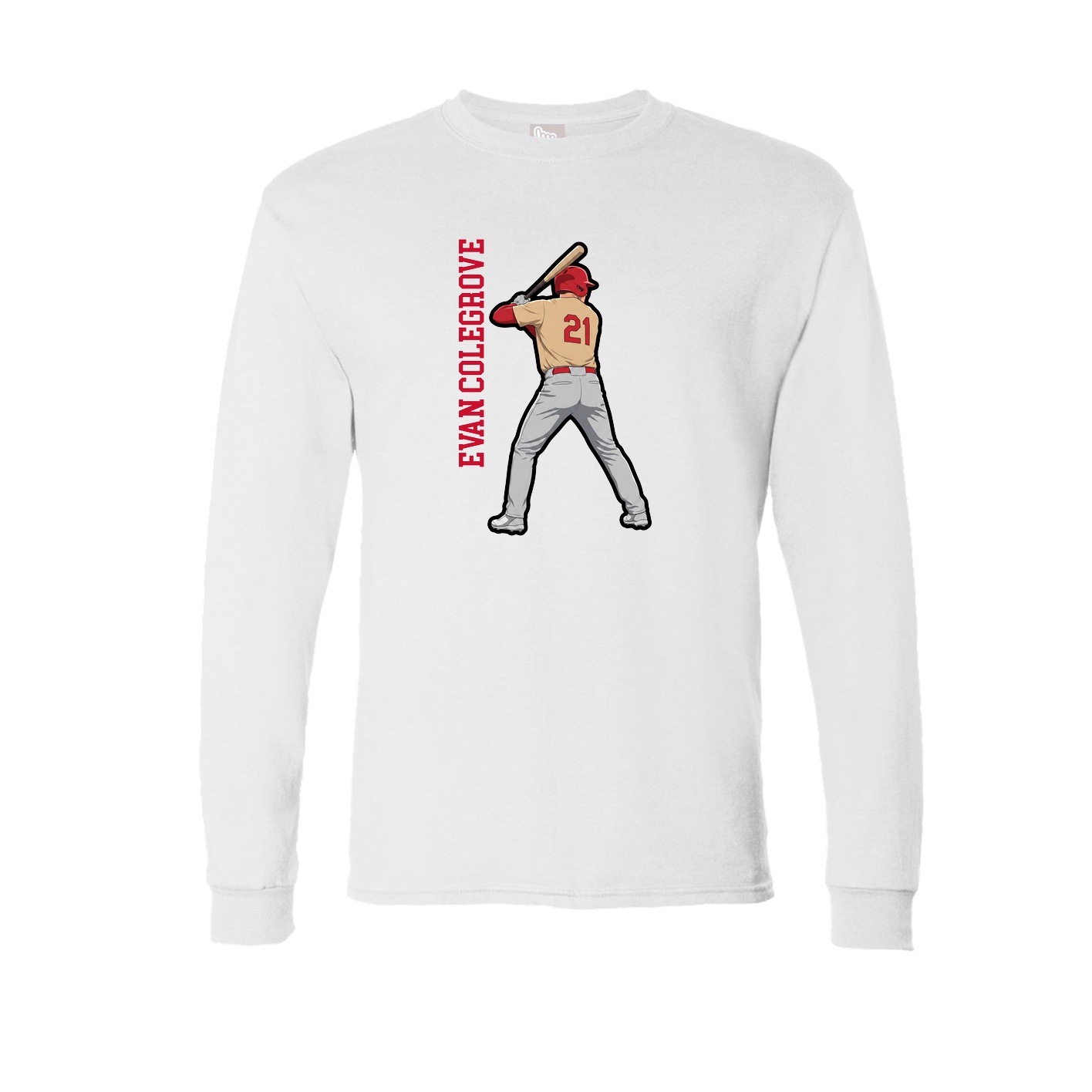 Long Sleeve Tee — Name Vertical in White