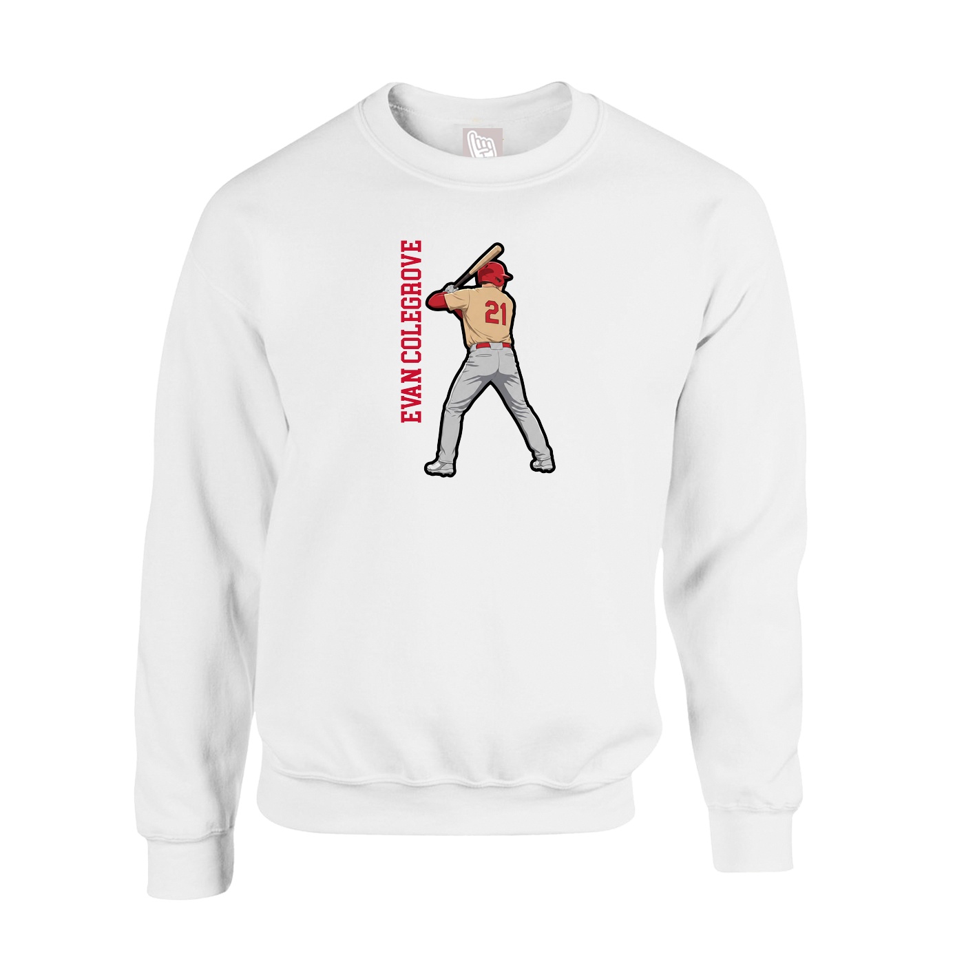 Fleece Crew — Name Vertical in White