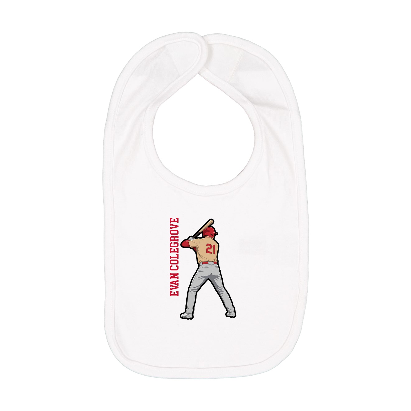 Infant Bib — Name Vertical in White