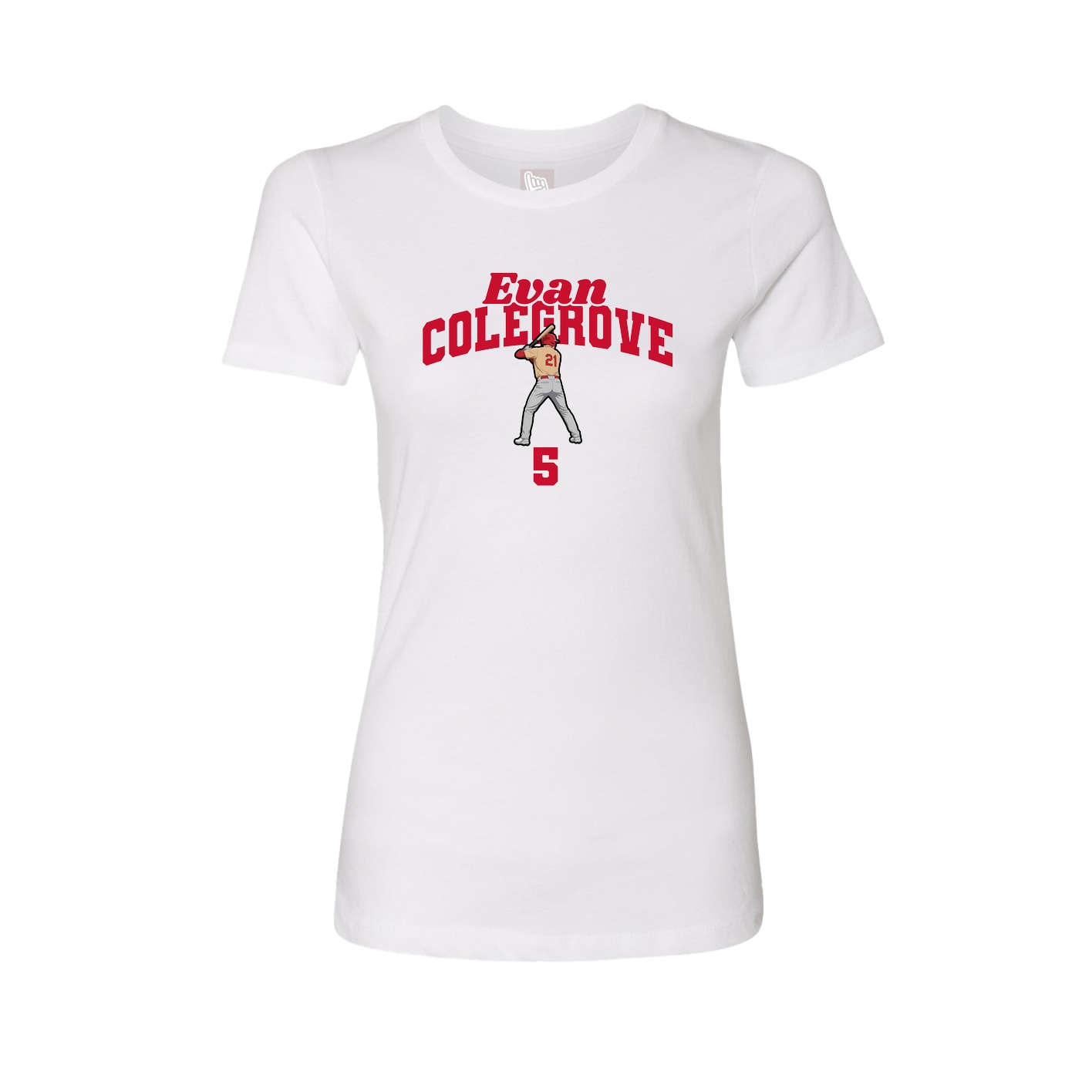 Fitted Women's Tee — Signature Arch in White
