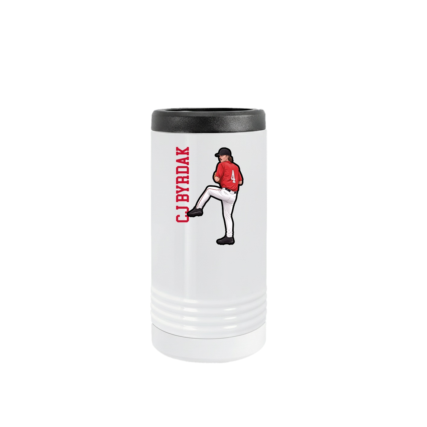 Slim Beverage Holder — Name Vertical in White