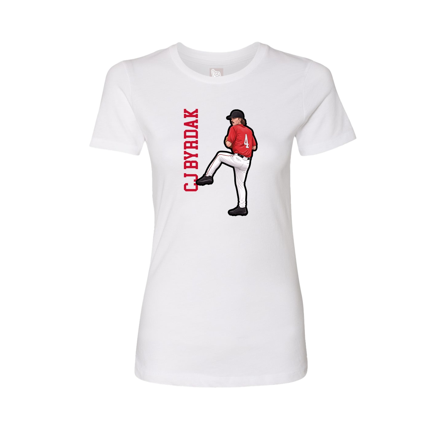 Fitted Women's Tee — Name Vertical in White