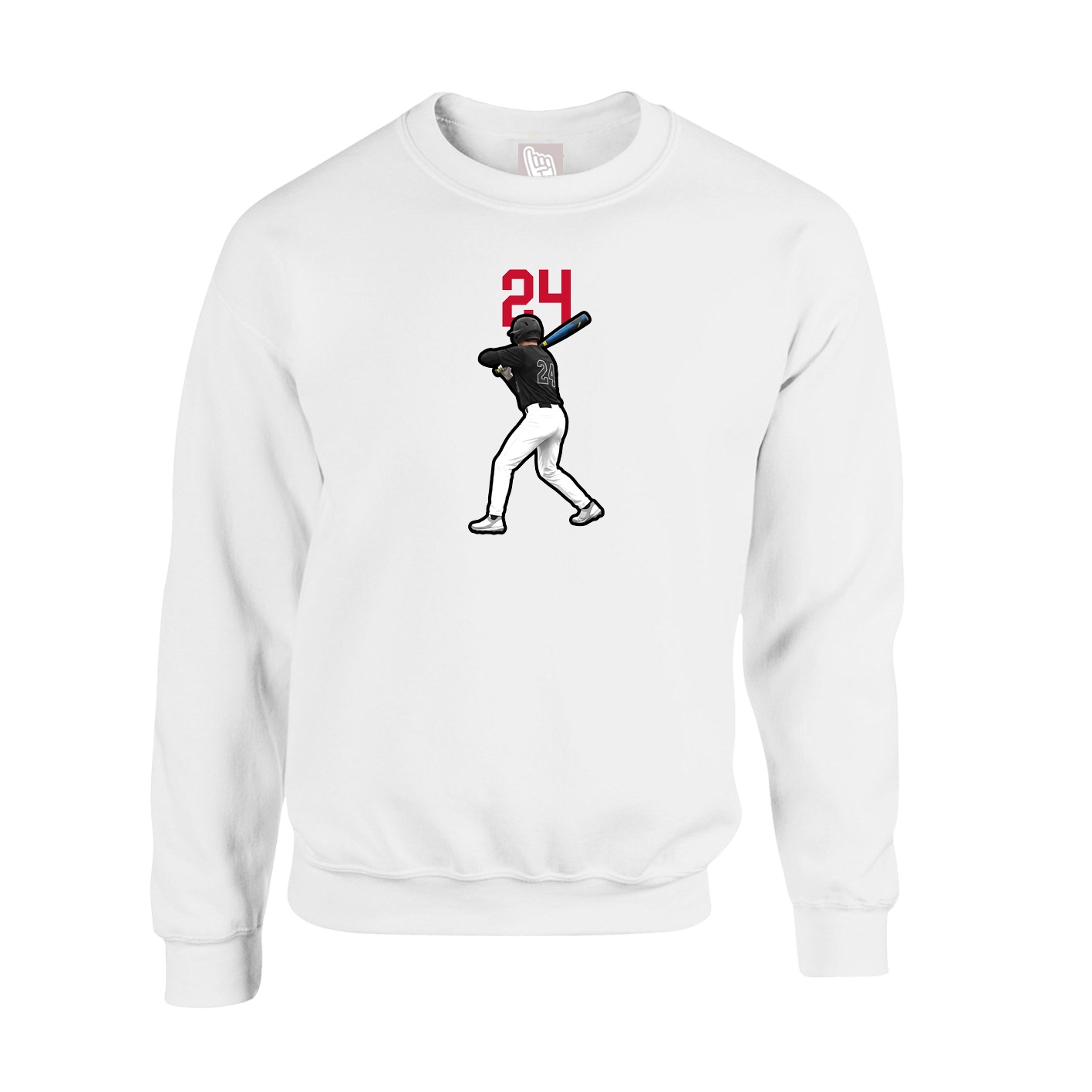 Fleece Crew — Number Top in White