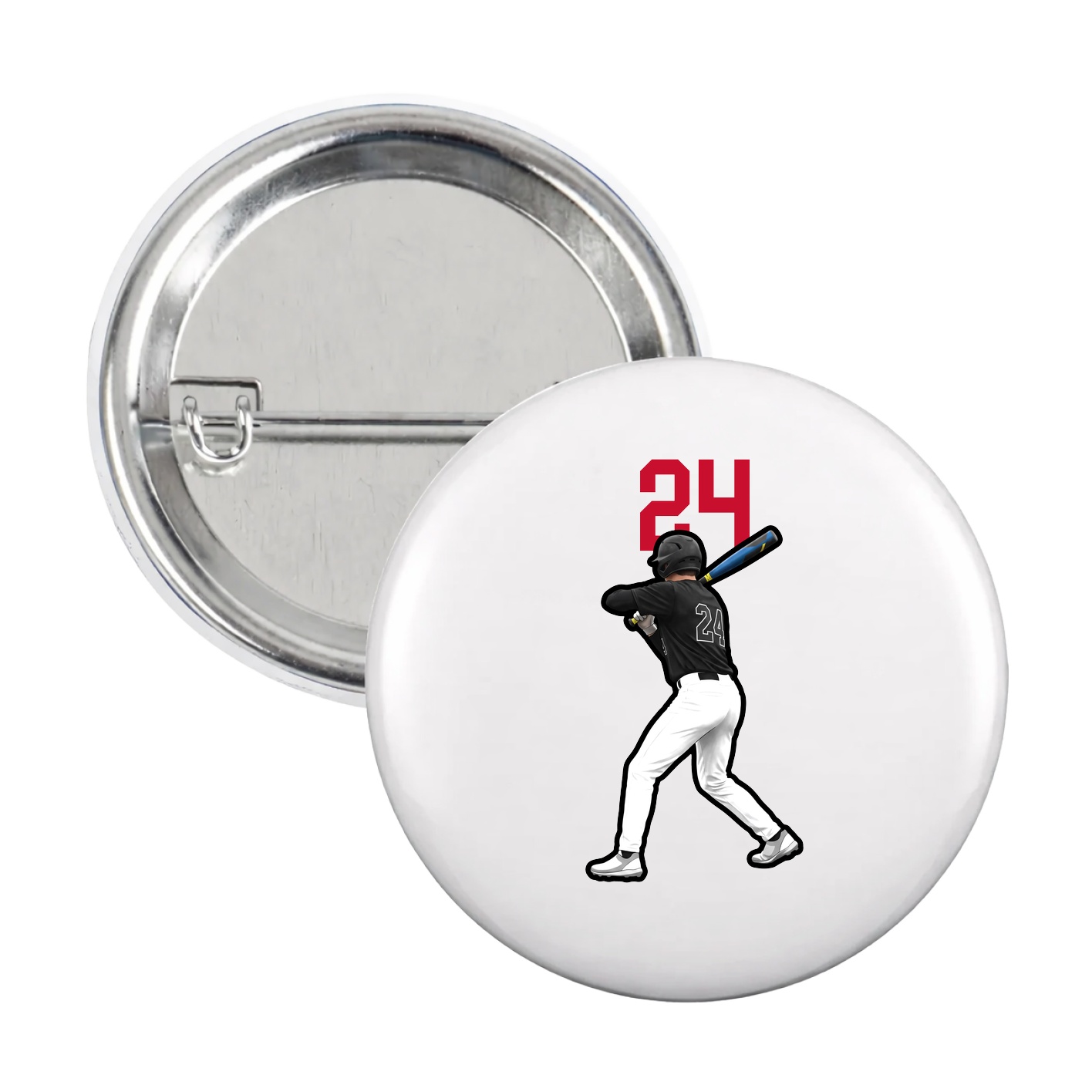 Game Day Button — Number Top in White
