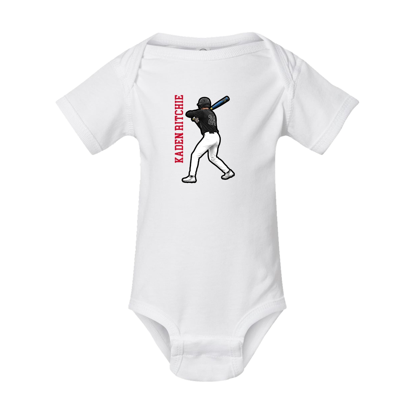 Baby Onesie — Name Vertical in White