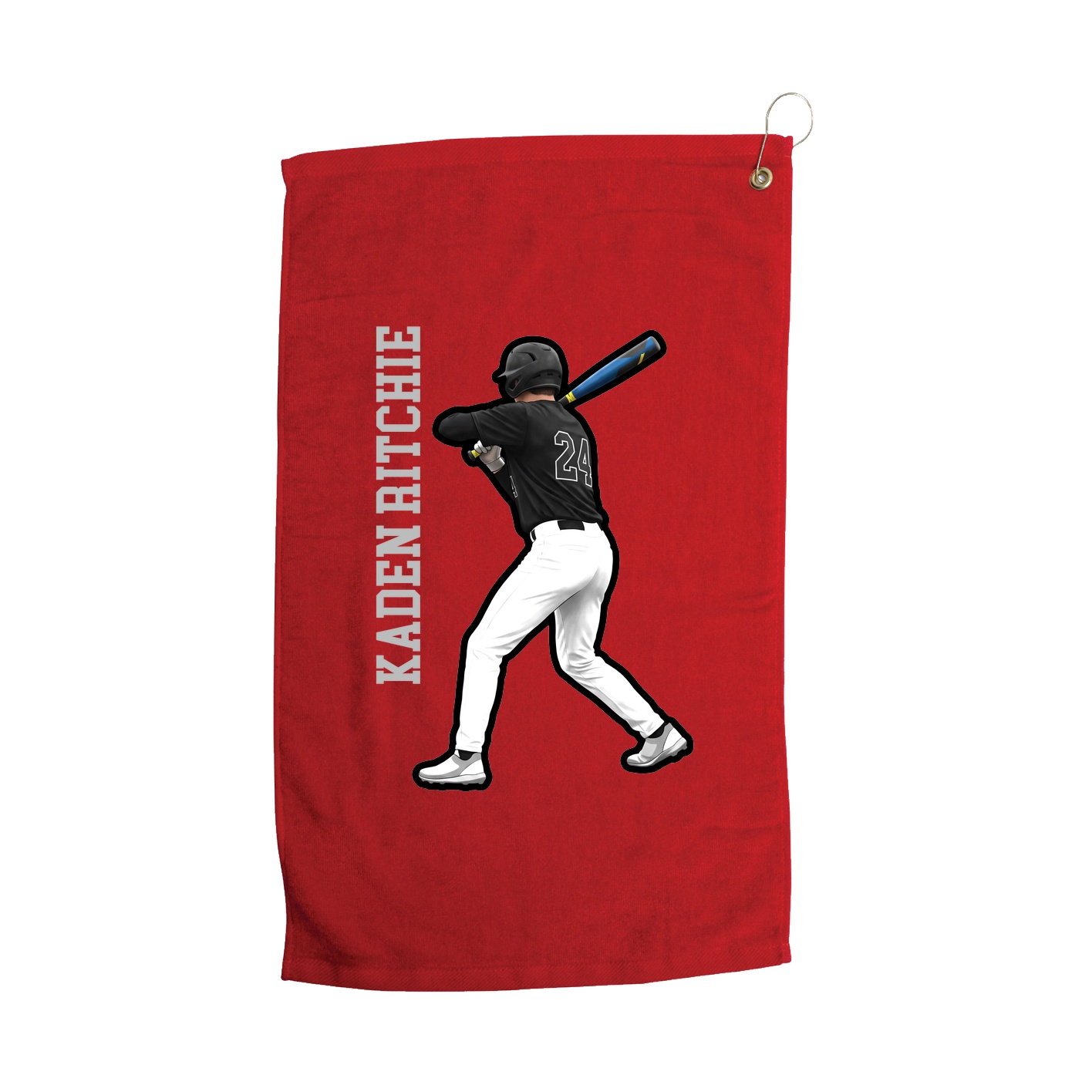 Golf Towel — Name Vertical in Red