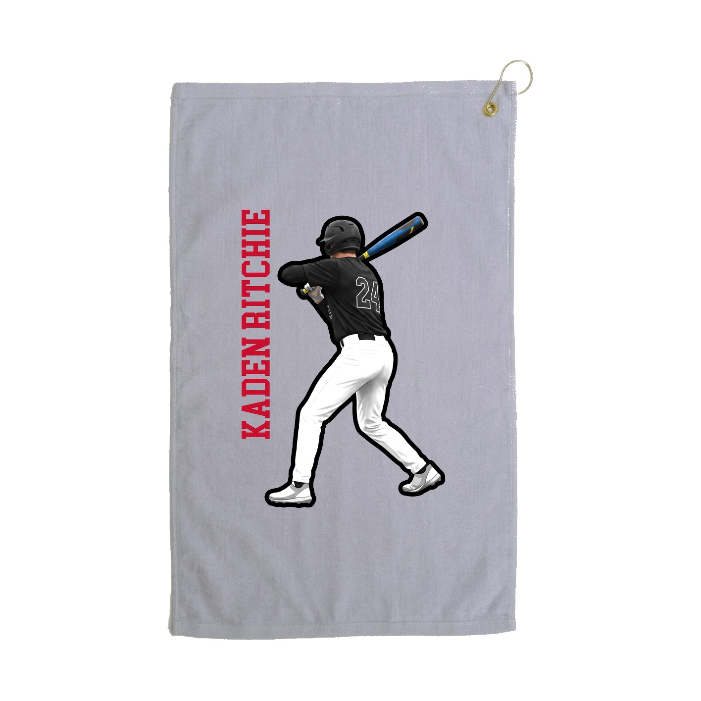 Golf Towel — Name Vertical in Grey