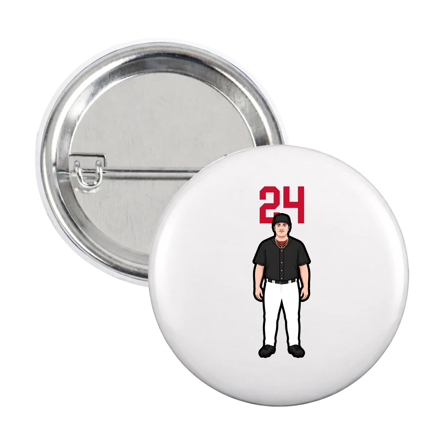 Game Day Button — Number Top in White