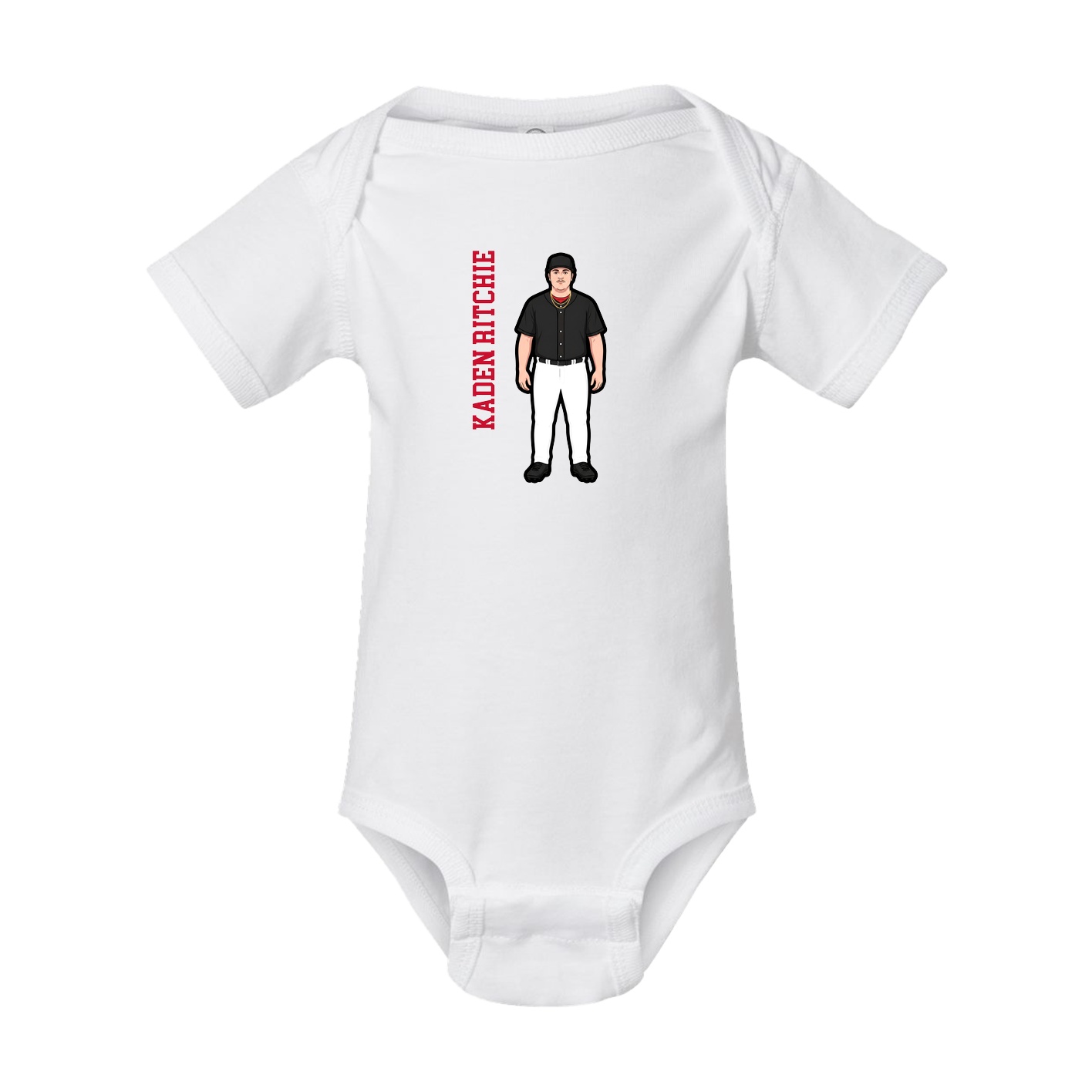 Baby Onesie — Name Vertical in White