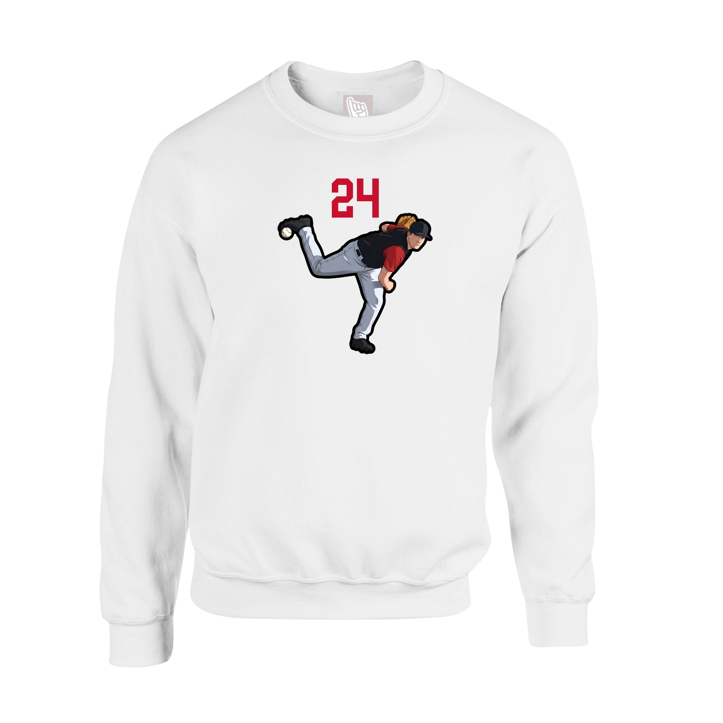 Fleece Crew — Number Top in White