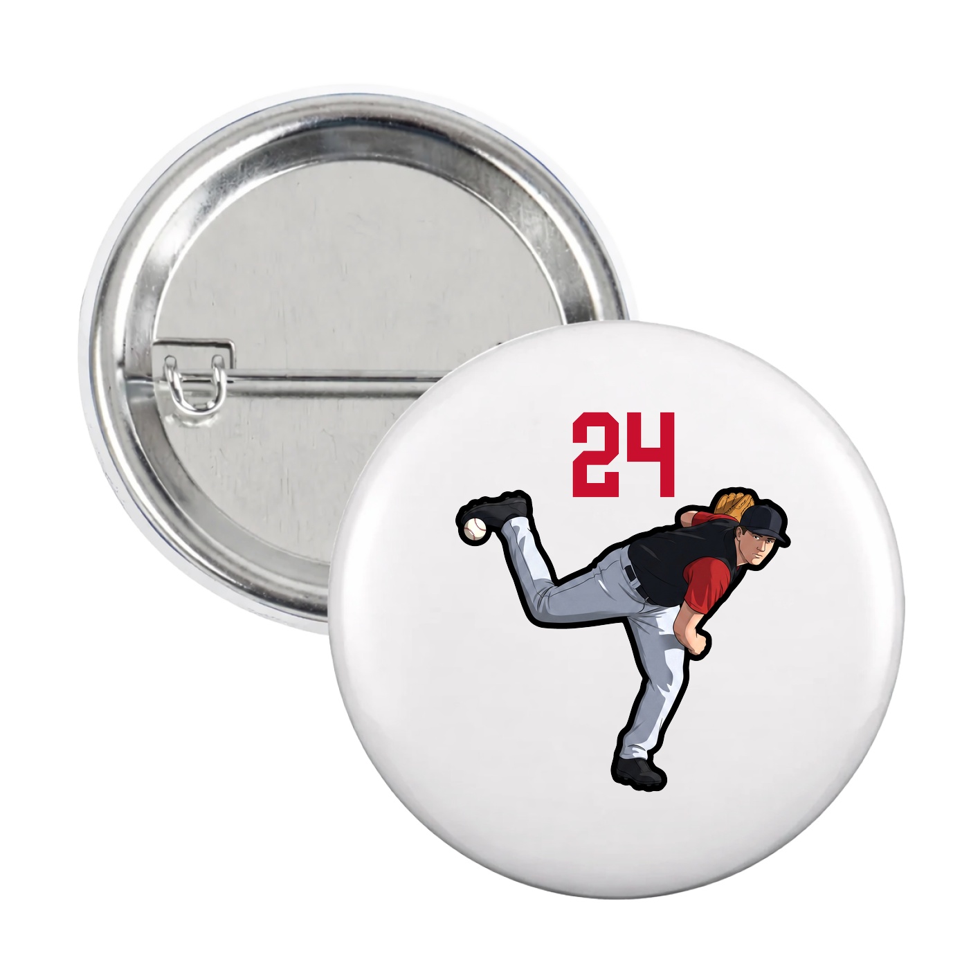 Game Day Button — Number Top in White