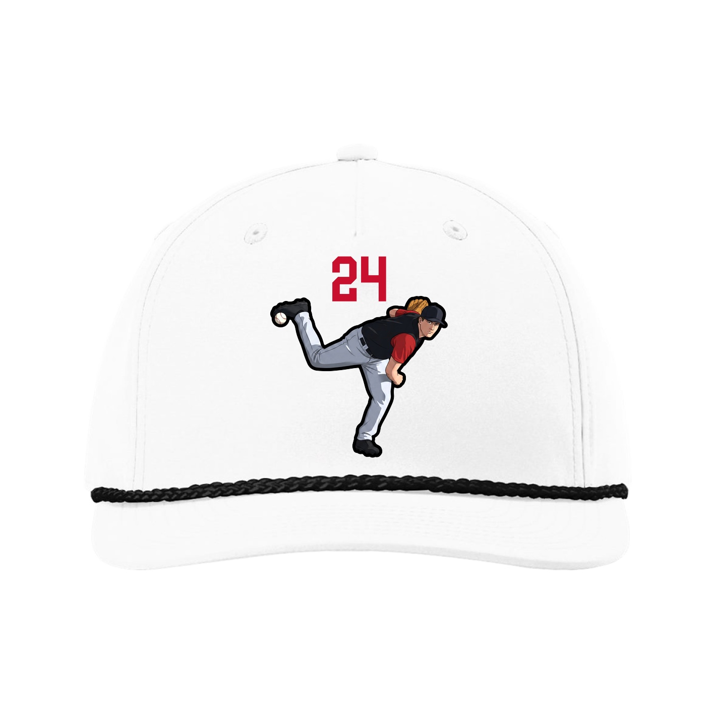Five-Panel Classic Rope Cap — Number Top in White