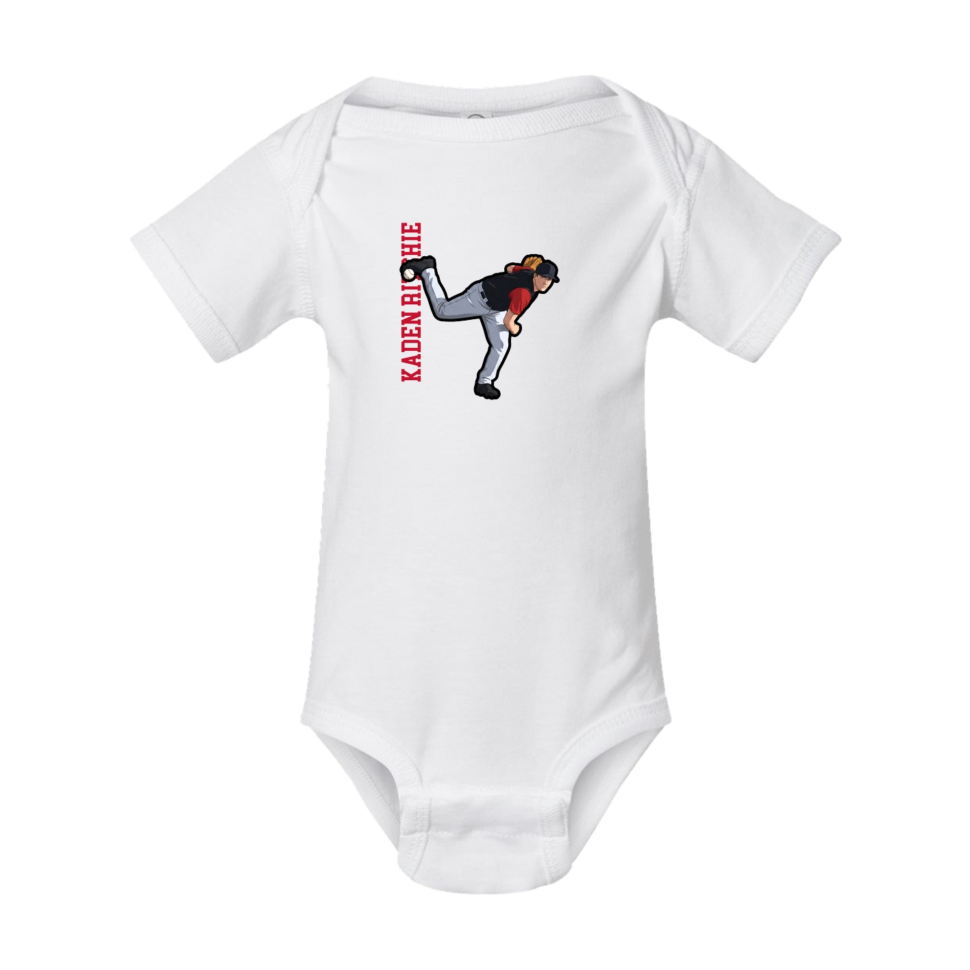 Baby Onesie — Name Vertical in White