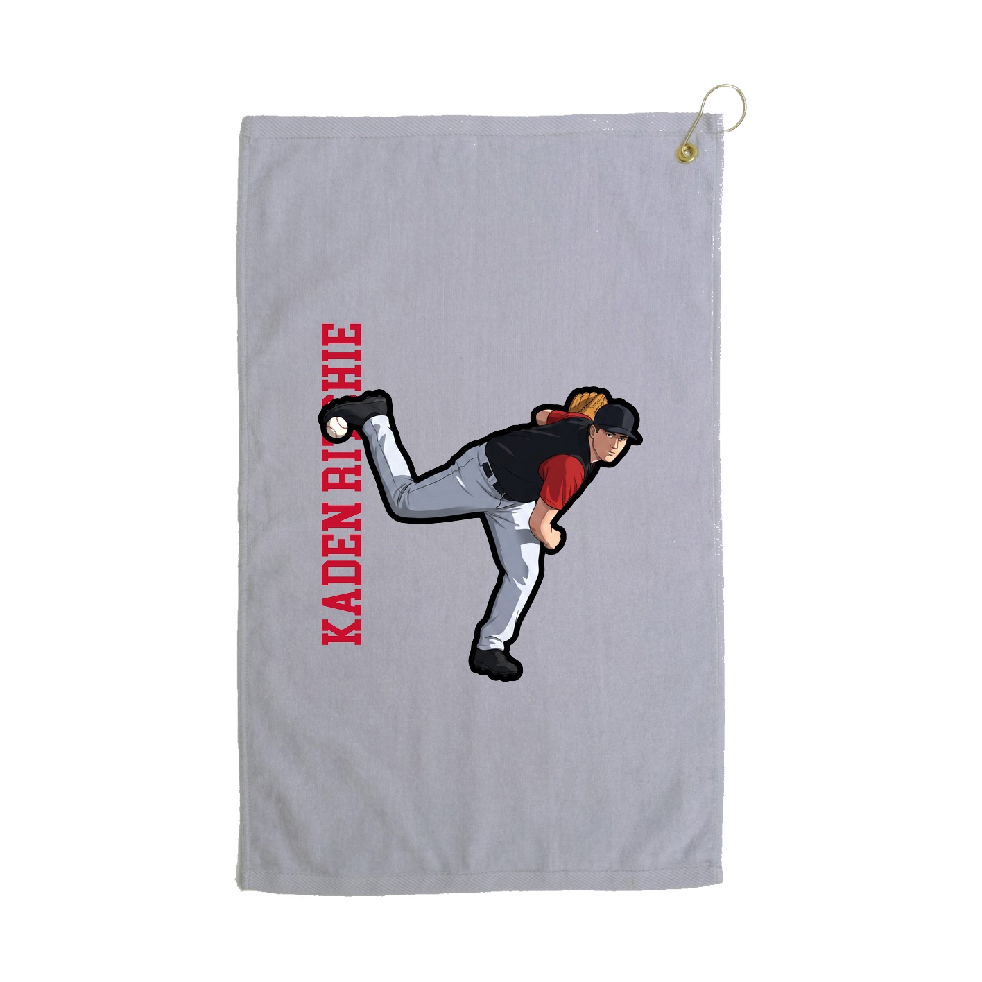 Golf Towel — Name Vertical in Grey