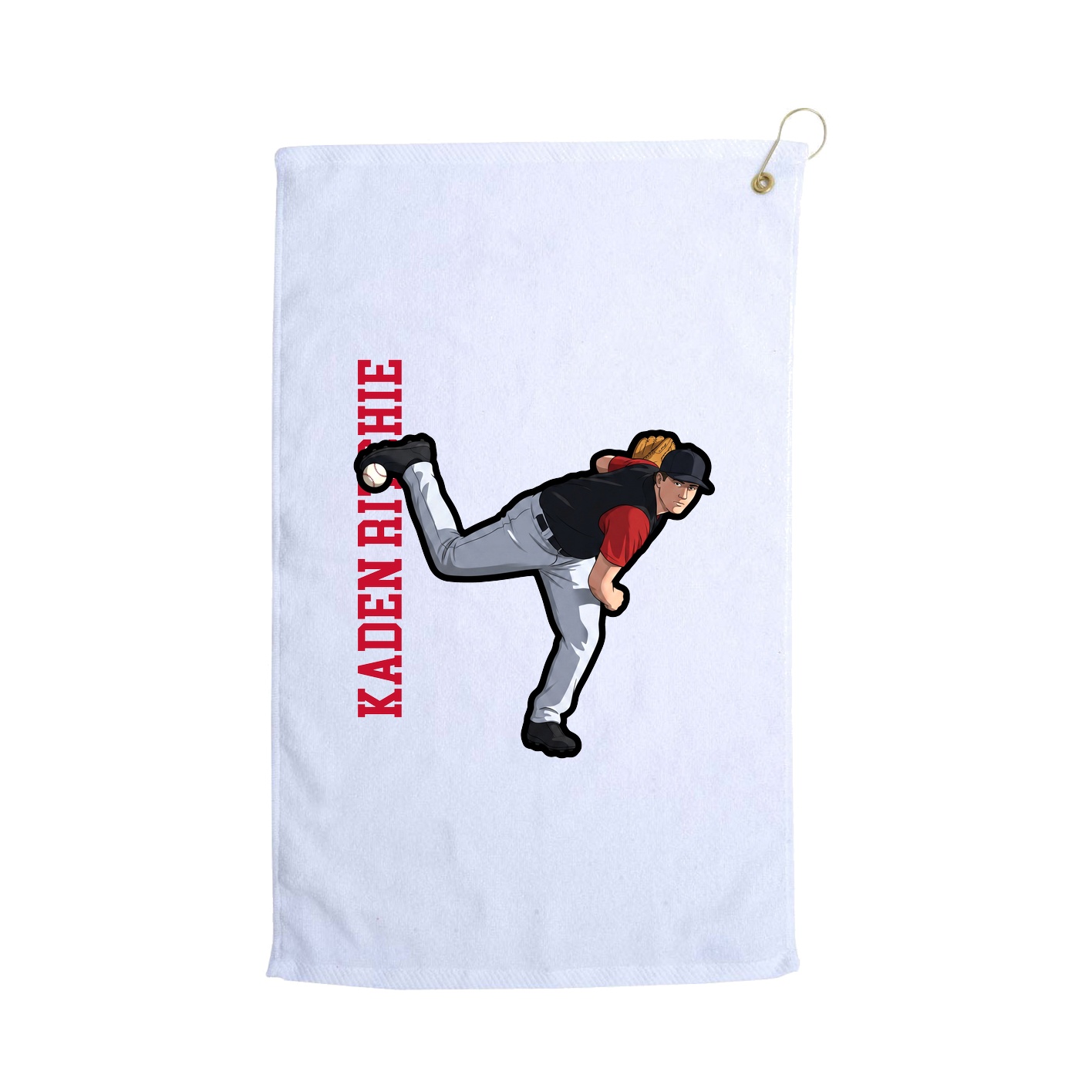Golf Towel — Name Vertical in White