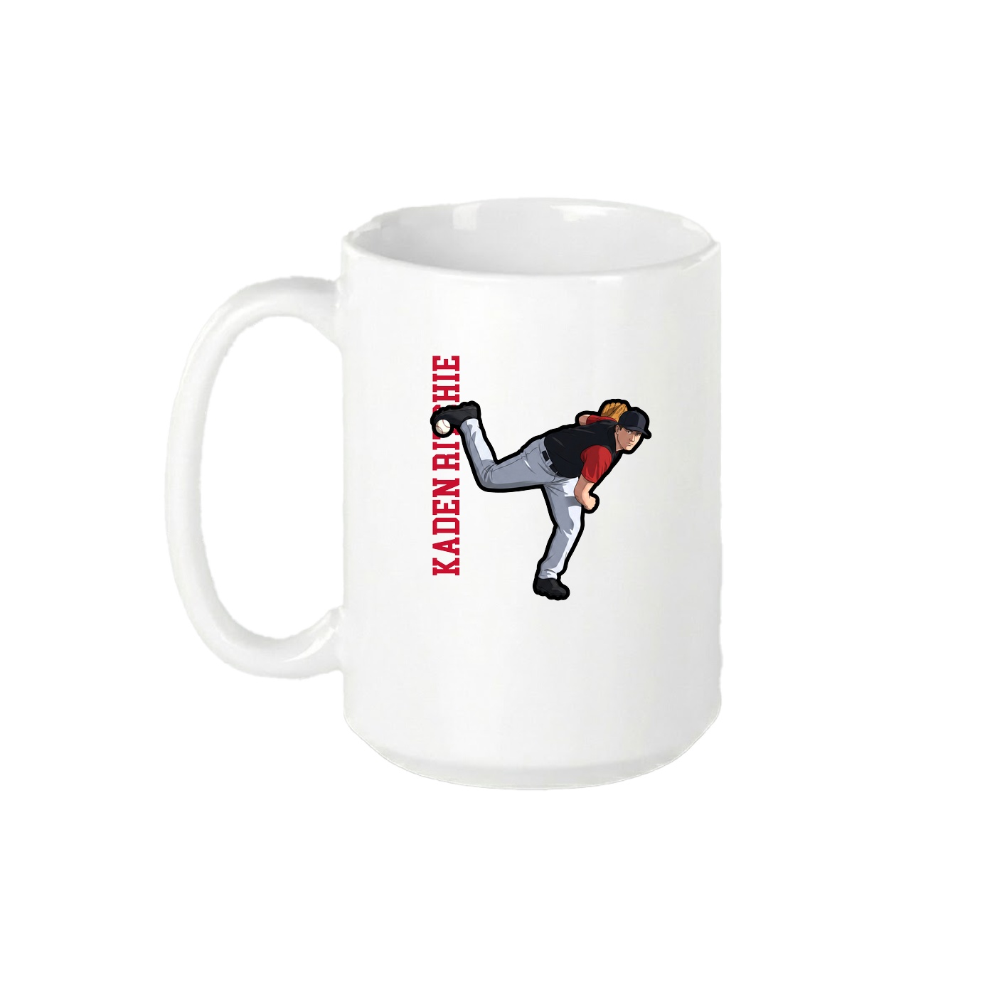 15oz Coffee Mug — Name Vertical in White