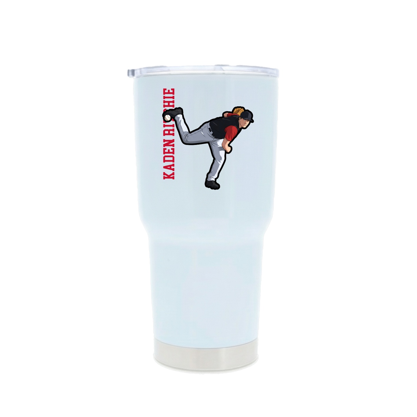 30oz Stainless Steel Tumbler — Name Vertical in White
