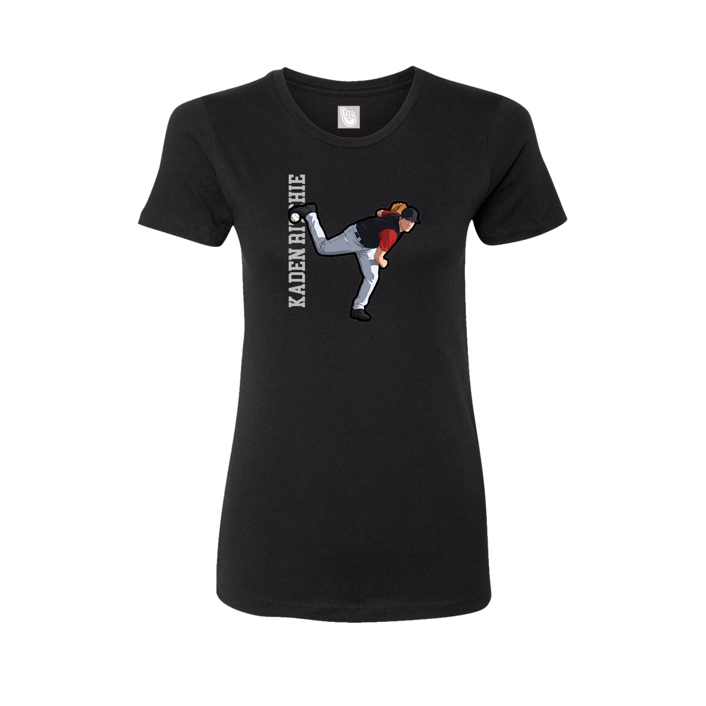 Womens Tee — Name Vertical in Black