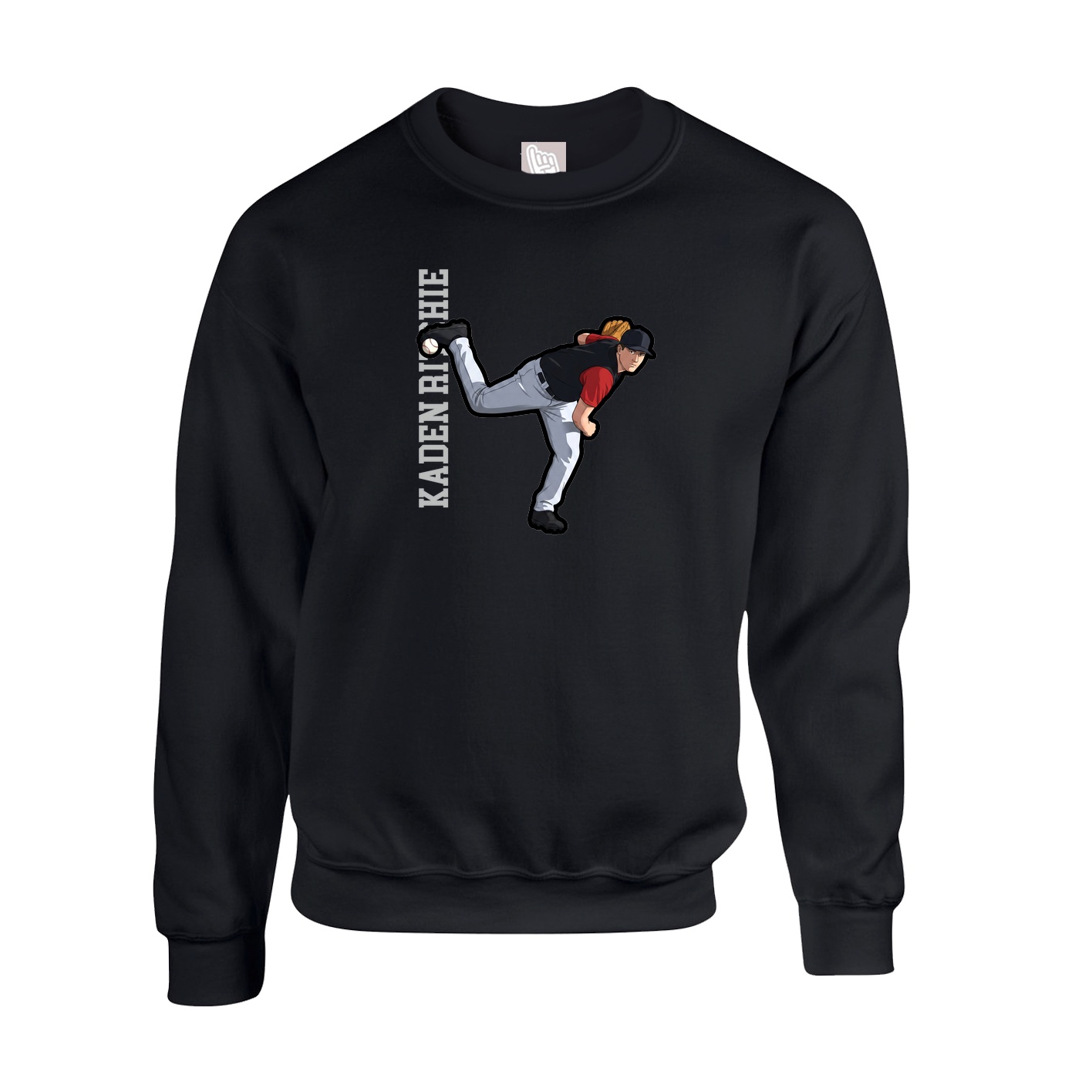 Fleece Crew — Name Vertical in Black