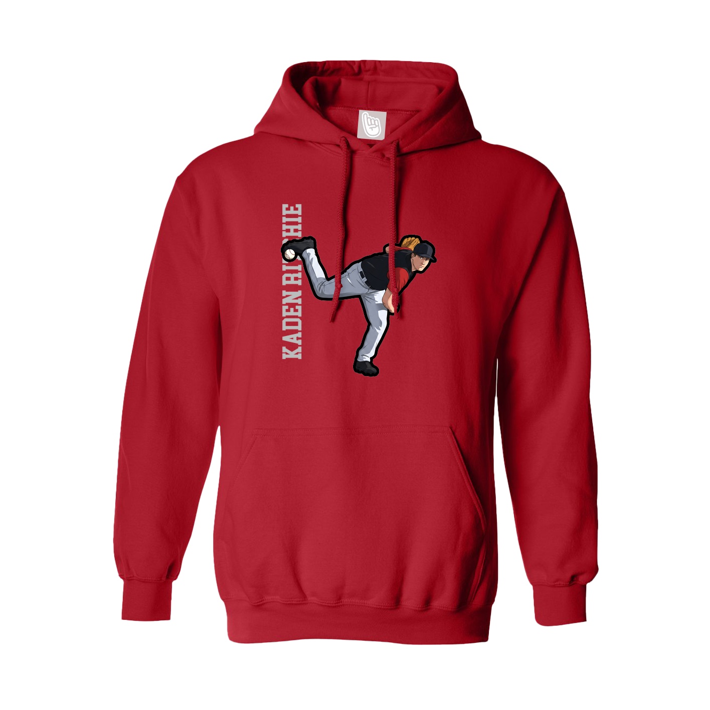 Youth Hoodie — Name Vertical in Red