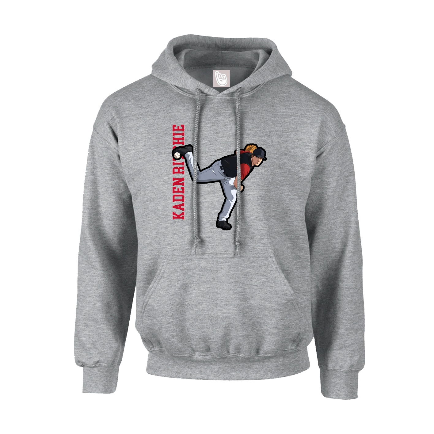 Youth Hoodie — Name Vertical in Grey