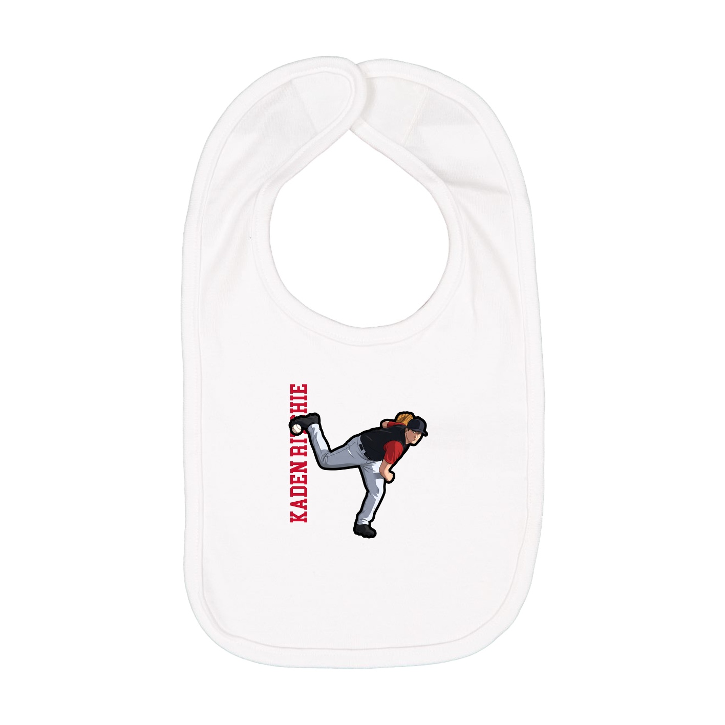 Infant Bib — Name Vertical in White
