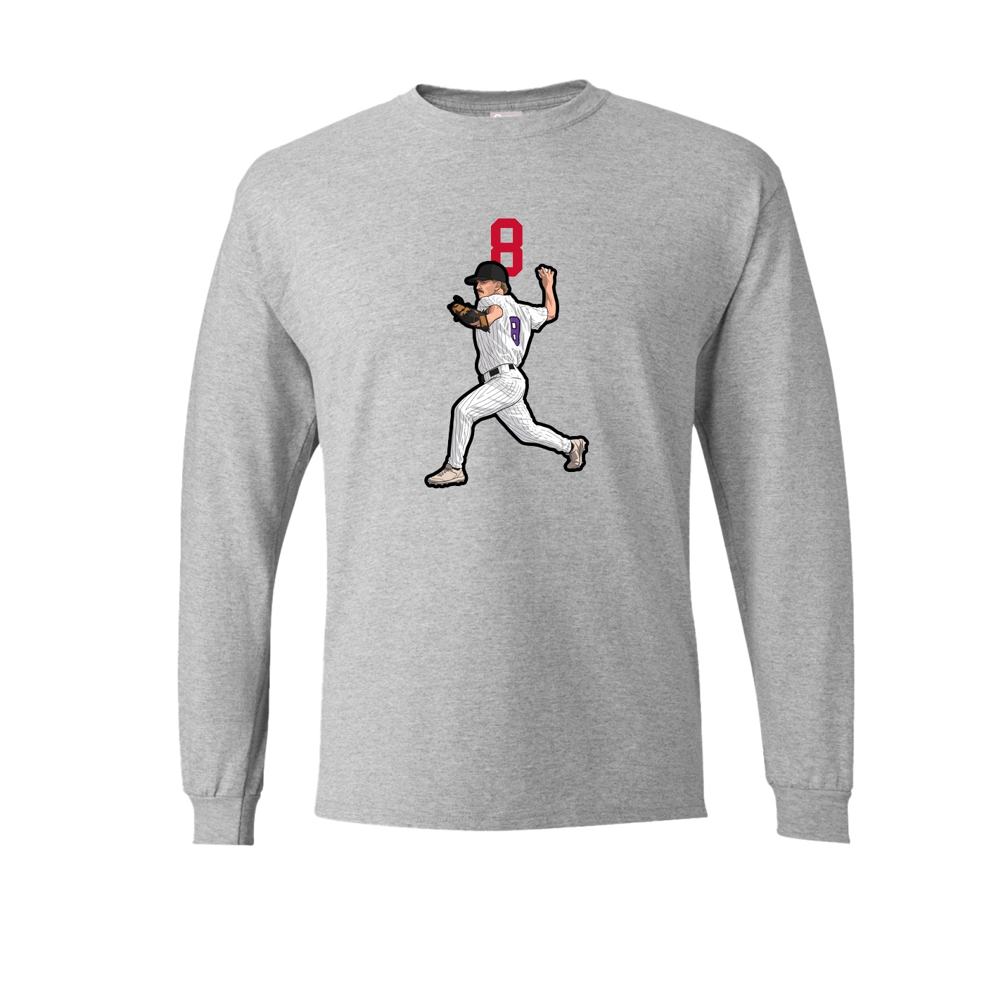 Long Sleeve Tee — Number Top in Grey