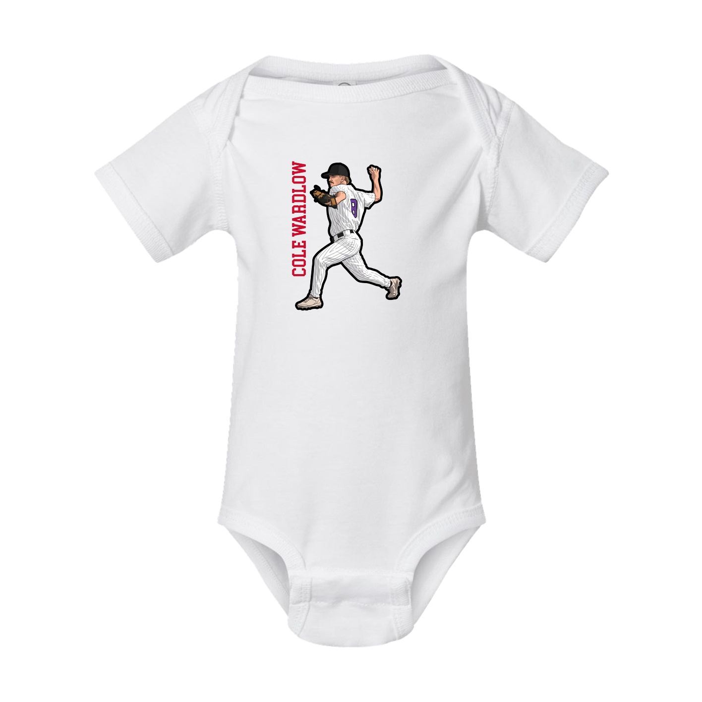 Baby Onesie — Name Vertical in White