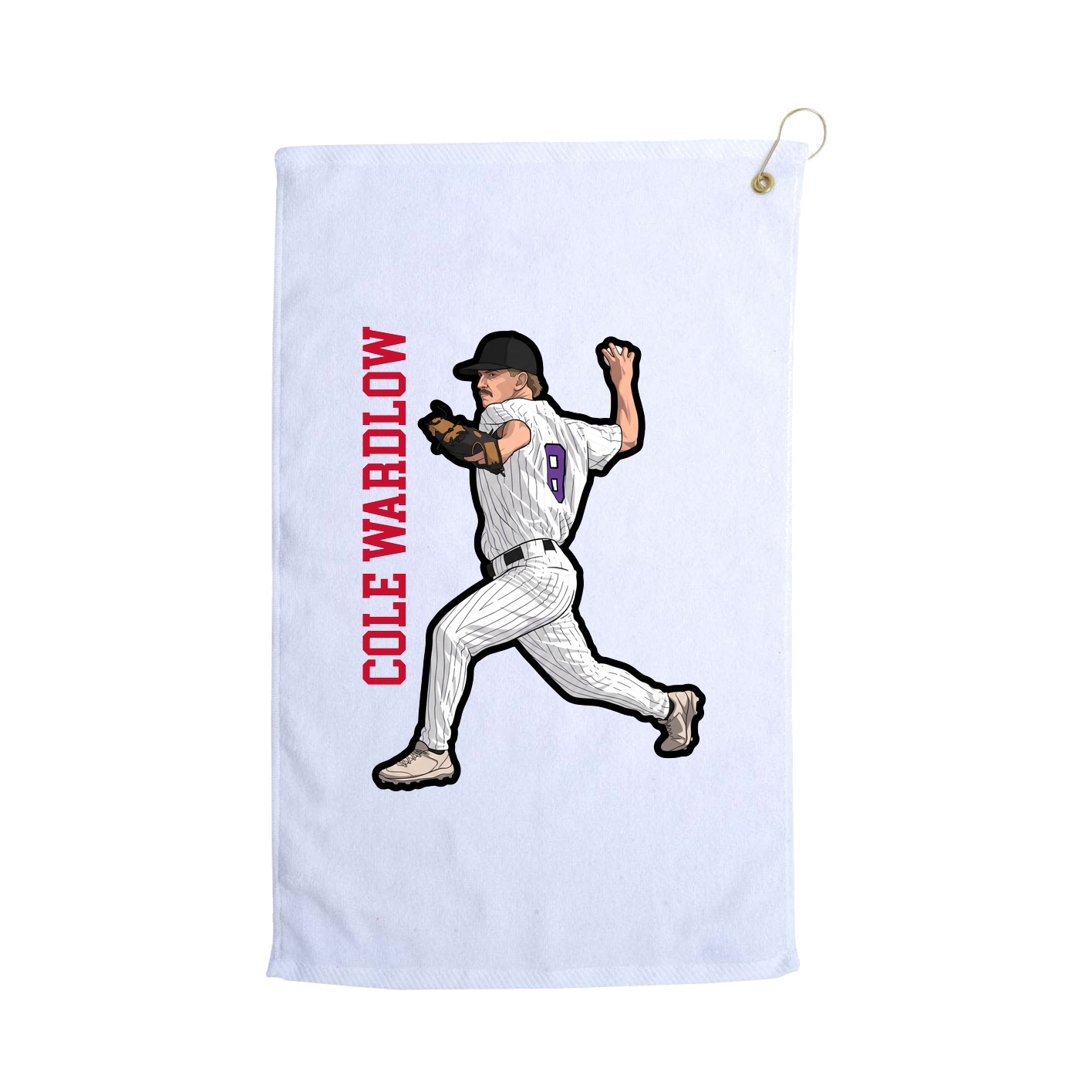 Golf Towel — Name Vertical in White