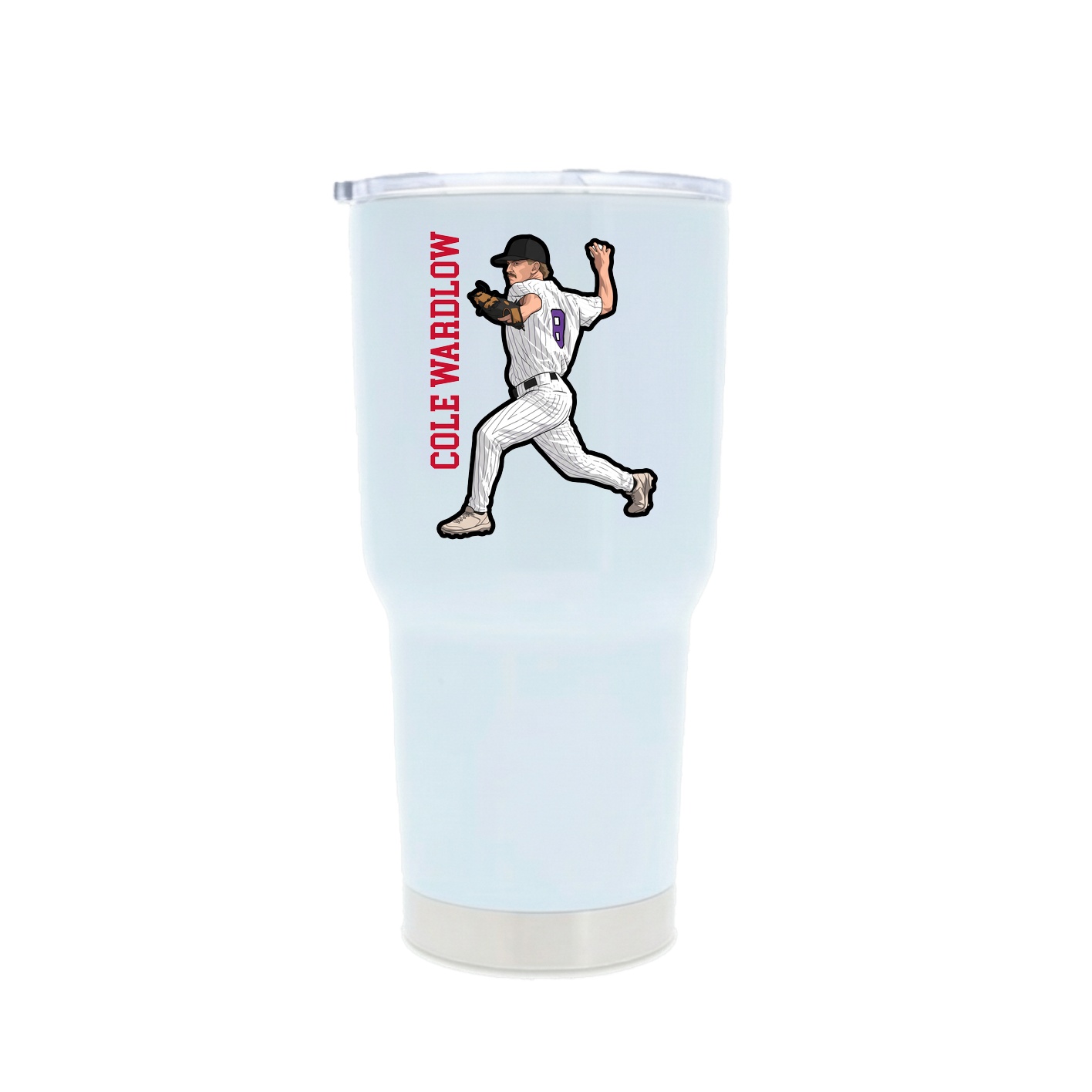 30oz Stainless Steel Tumbler — Name Vertical in White