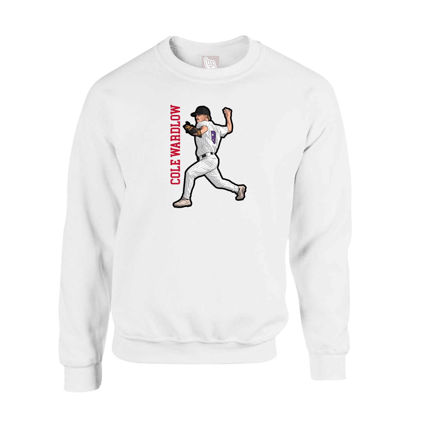 Fleece Crew — Name Vertical in White