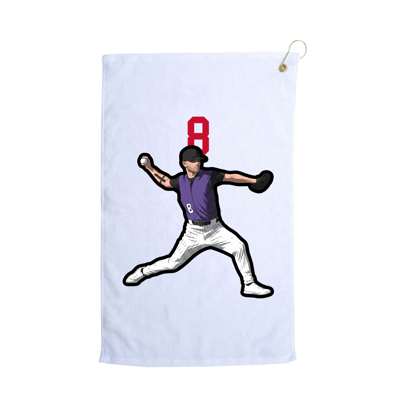 Golf Towel — Number Top in White