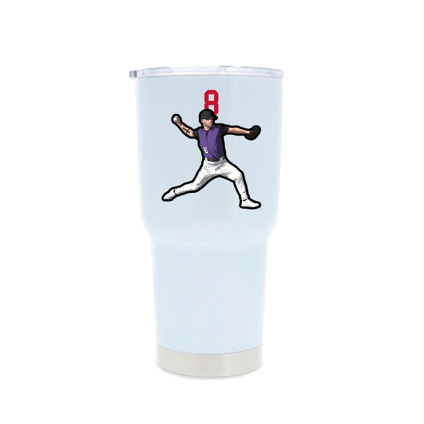 30oz Stainless Steel Tumbler — Number Top in White