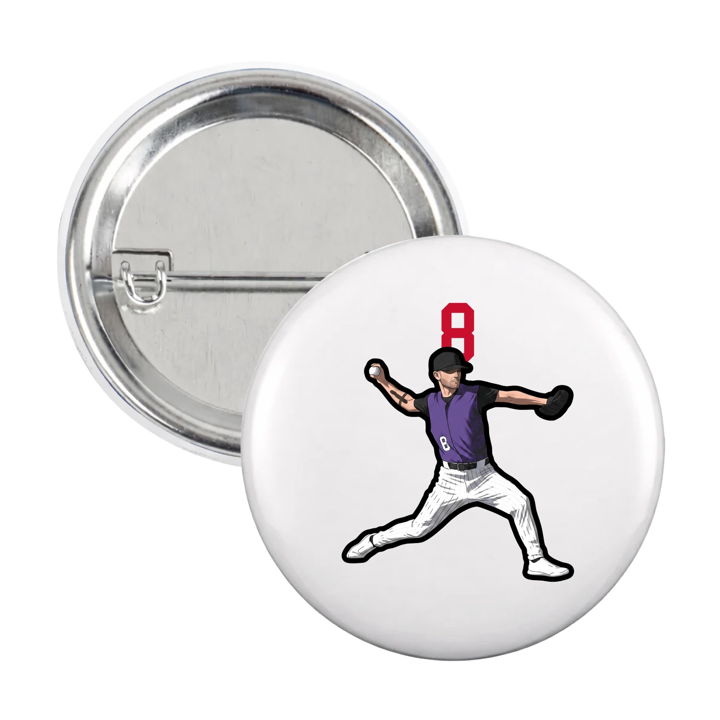 Game Day Button — Number Top in White