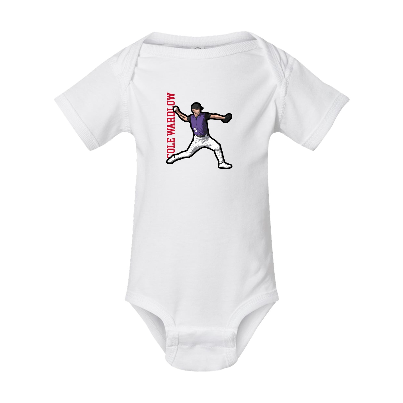 Baby Onesie — Name Vertical in White