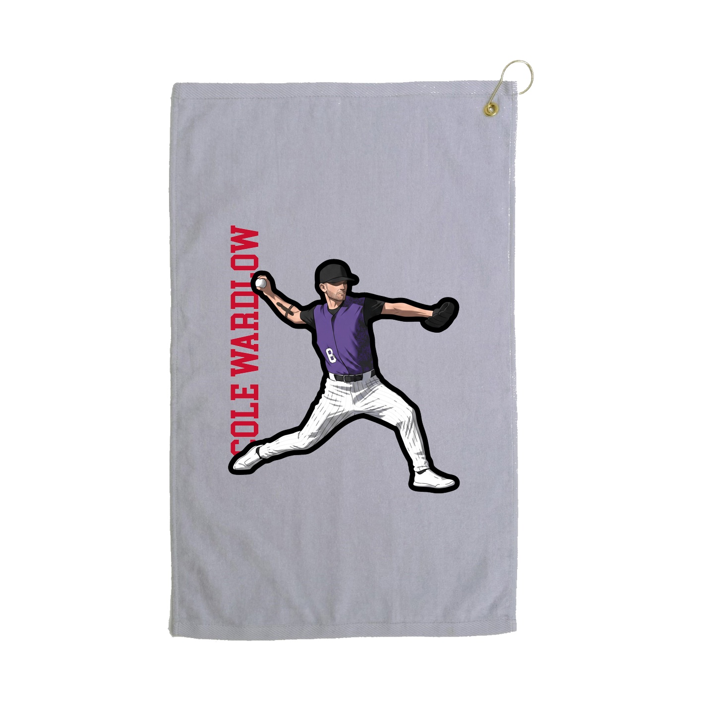 Golf Towel — Name Vertical in Grey