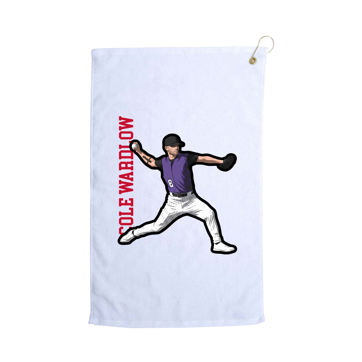 Golf Towel — Name Vertical in White