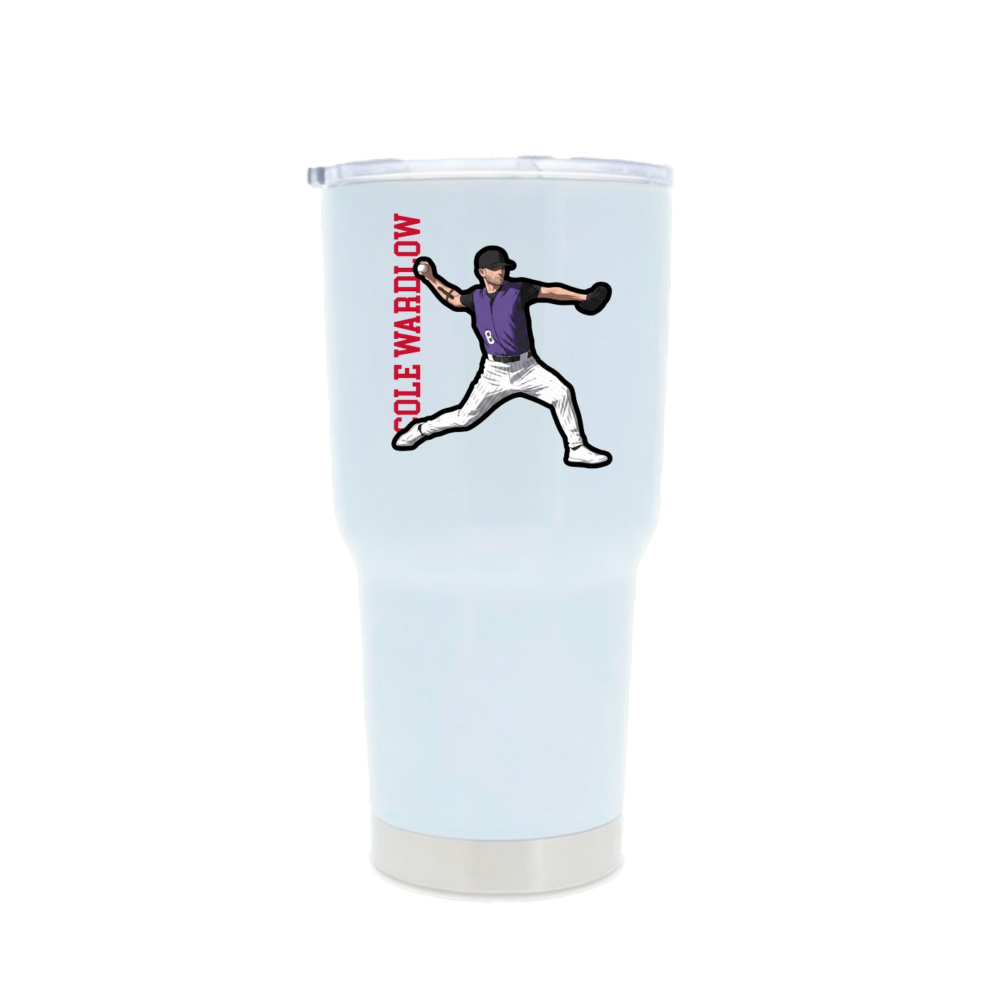 30oz Stainless Steel Tumbler — Name Vertical in White