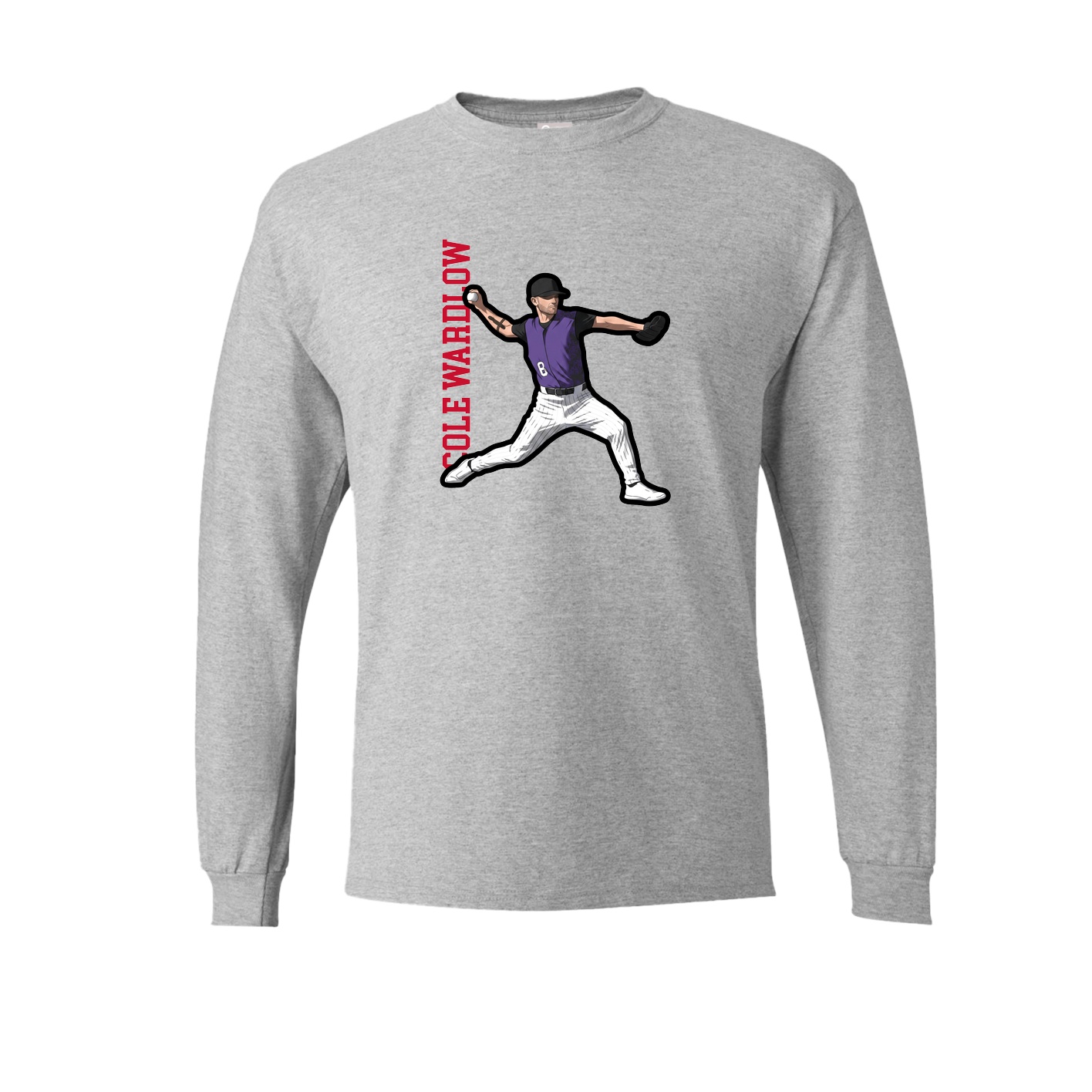 Long Sleeve Tee — Name Vertical in Grey