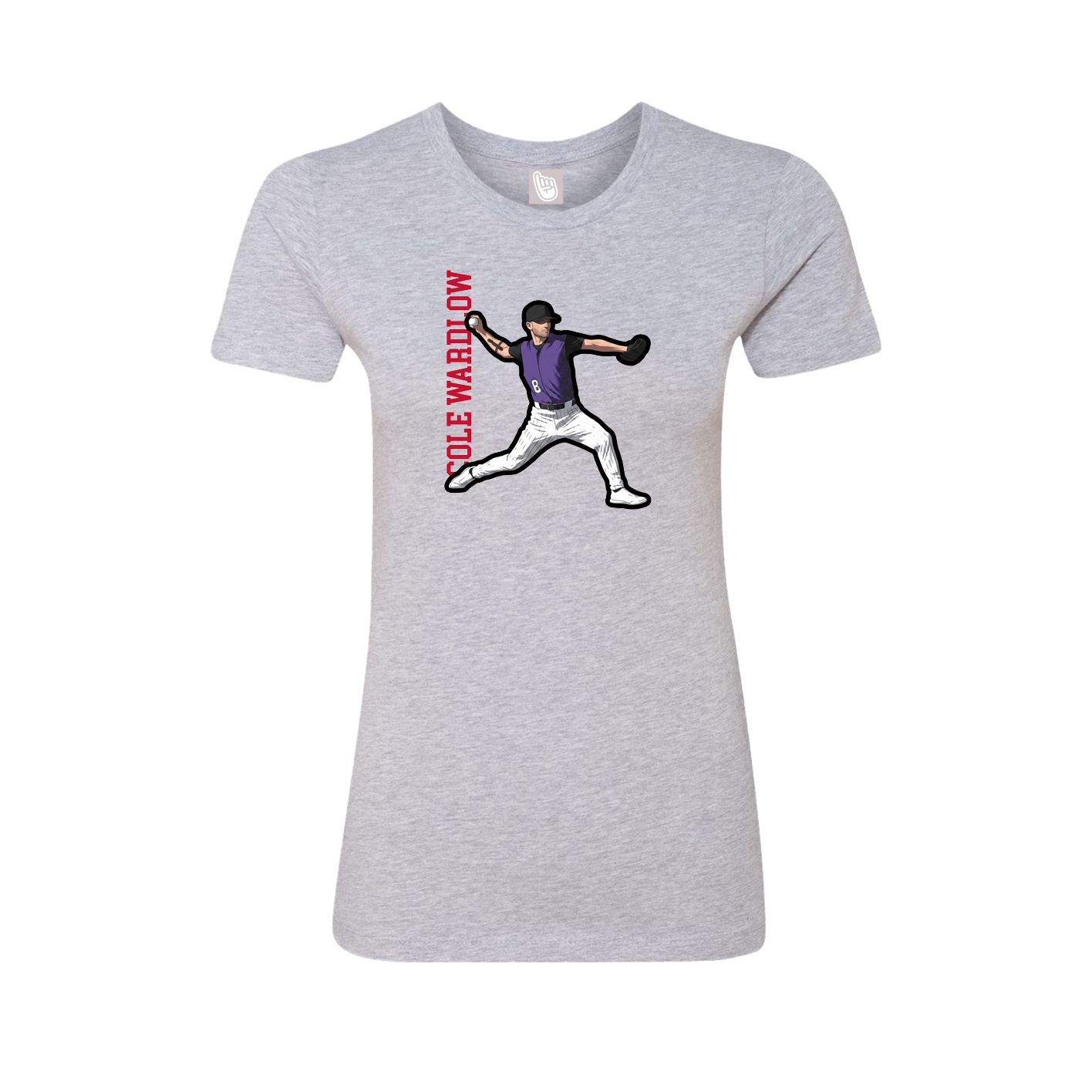 Fitted Women's Tee — Name Vertical in Grey