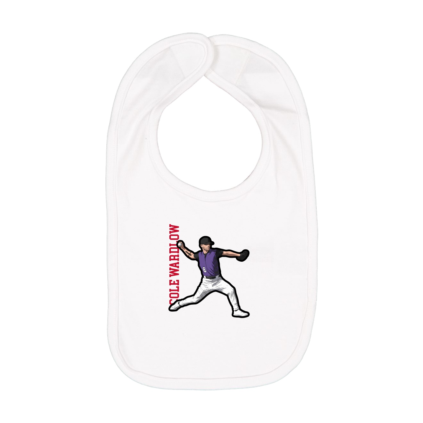 Infant Bib — Name Vertical in White