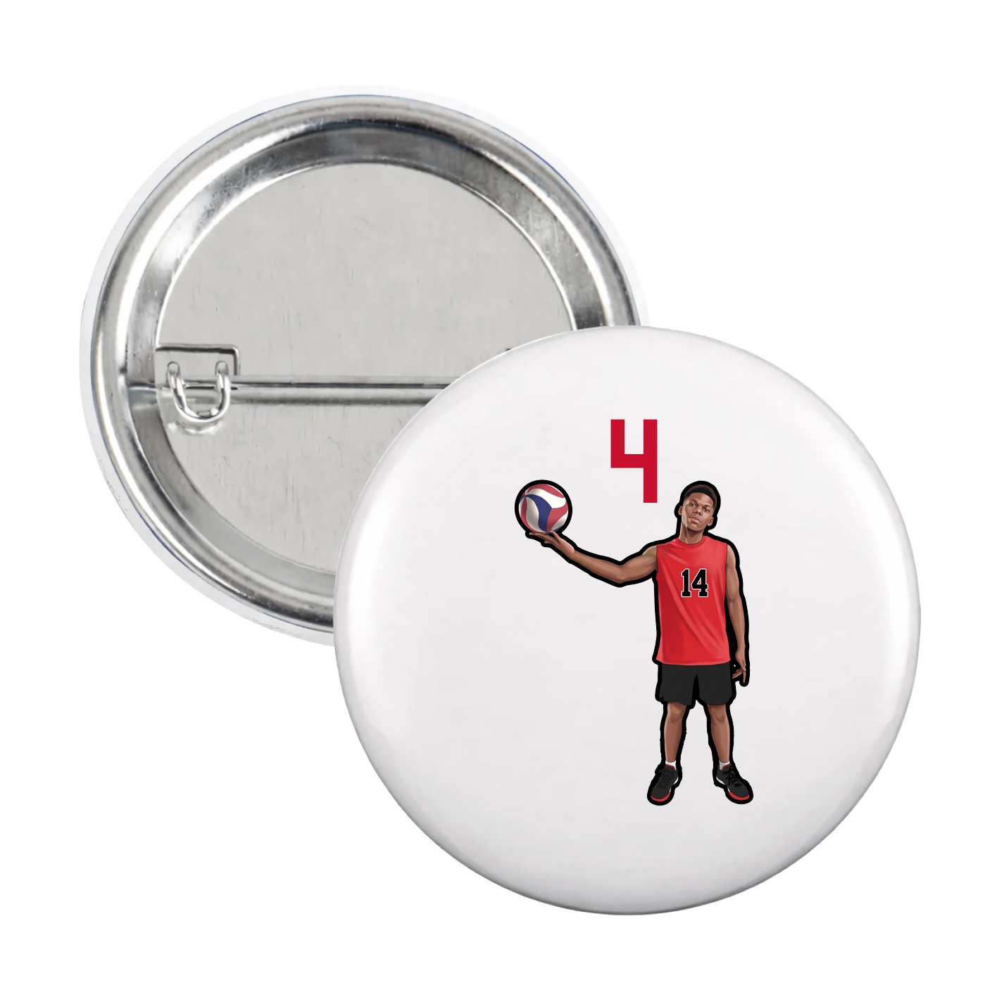Game Day Button — Number Top in White