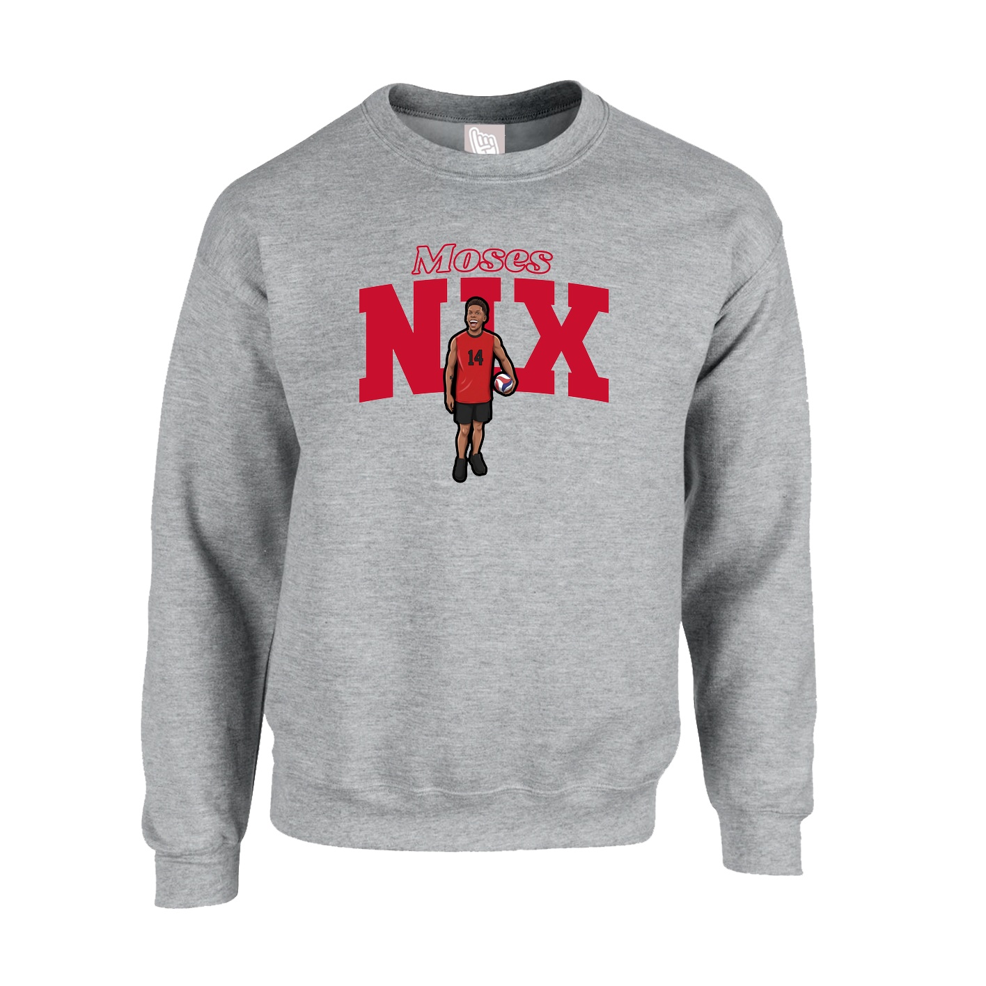 Fleece Crew — Name Arch in Grey