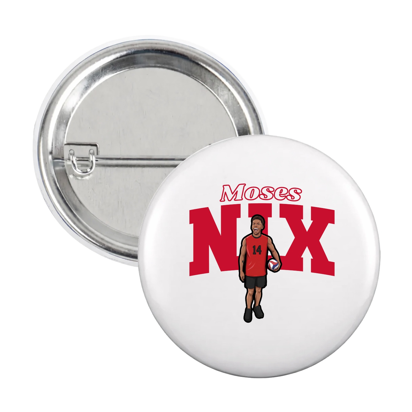 Game Day Button — Name Arch in White