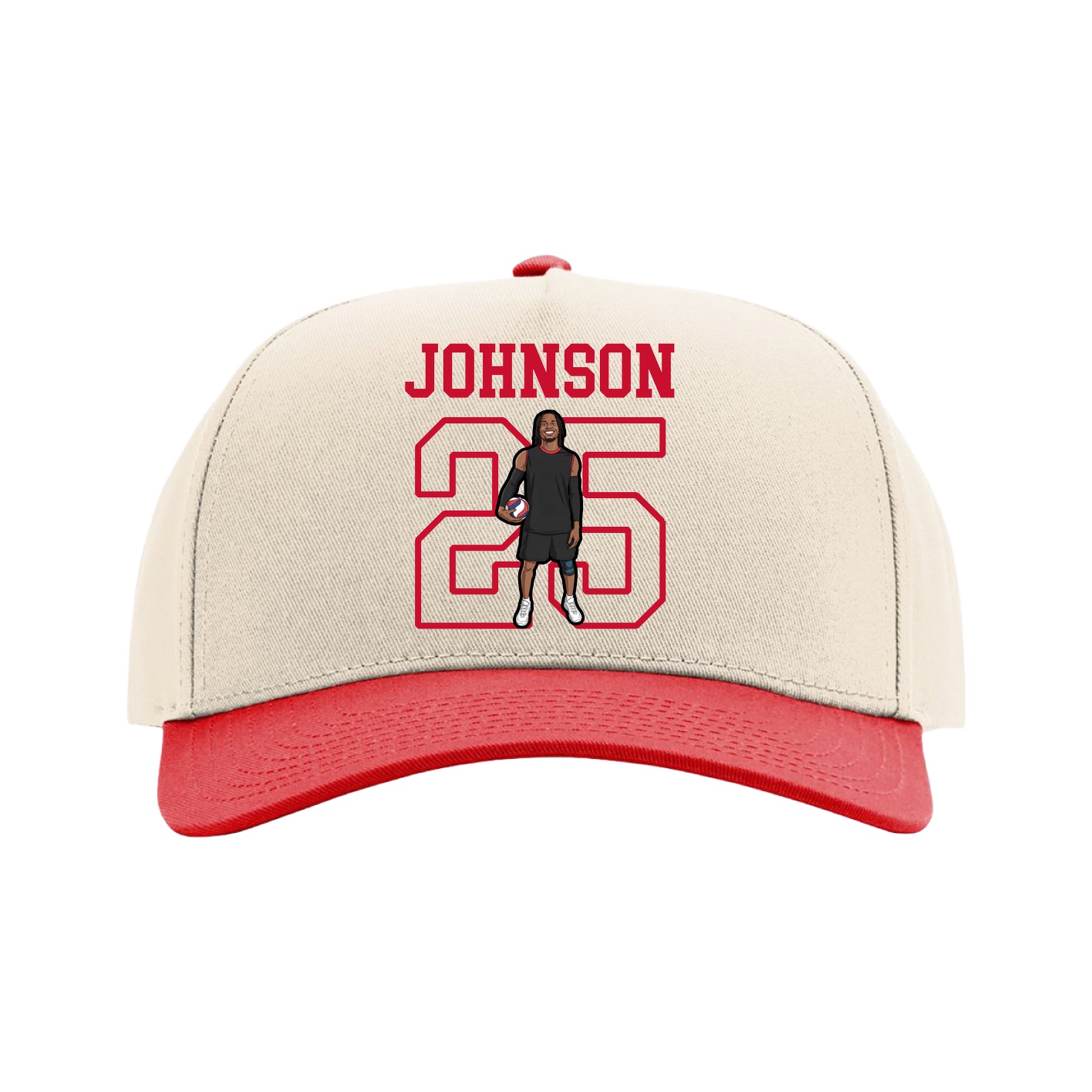 Full Fabric Five-Panel Champ Cap — Shirsey in Cream/Red