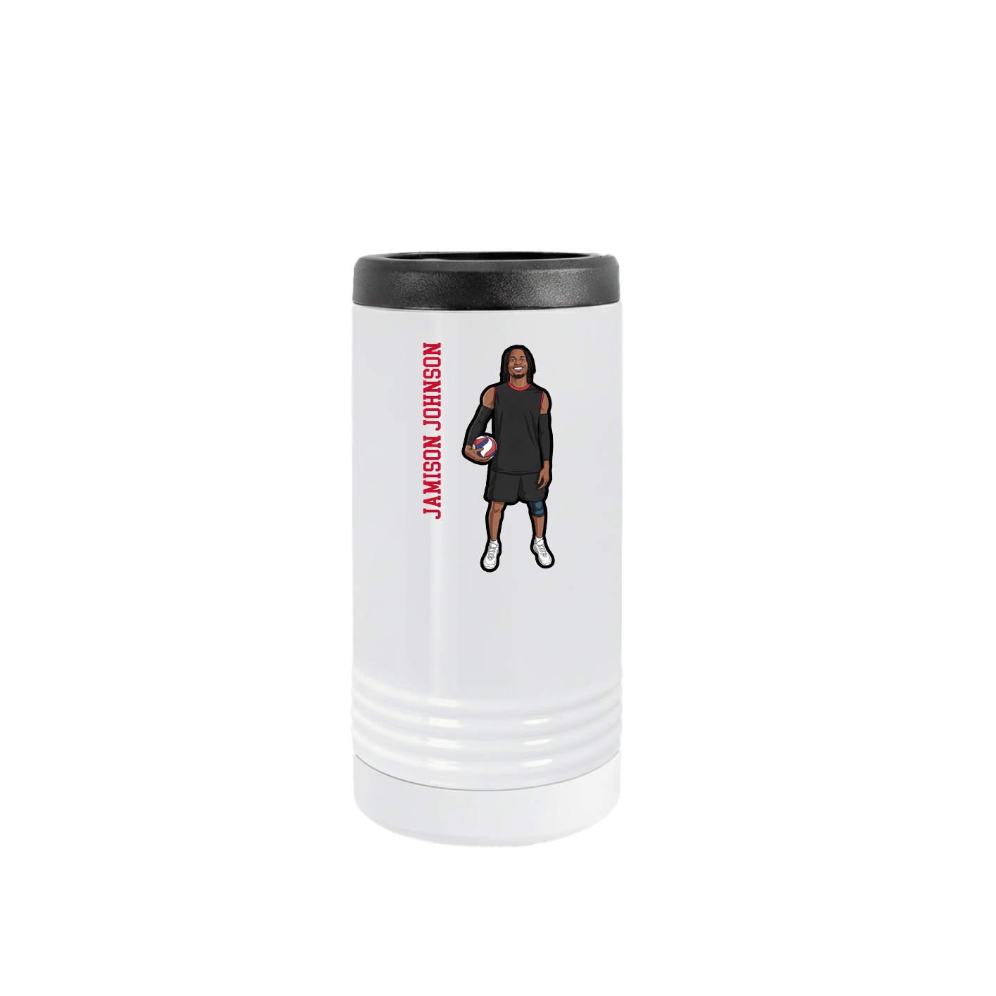 Slim Beverage Holder — Name Vertical in White
